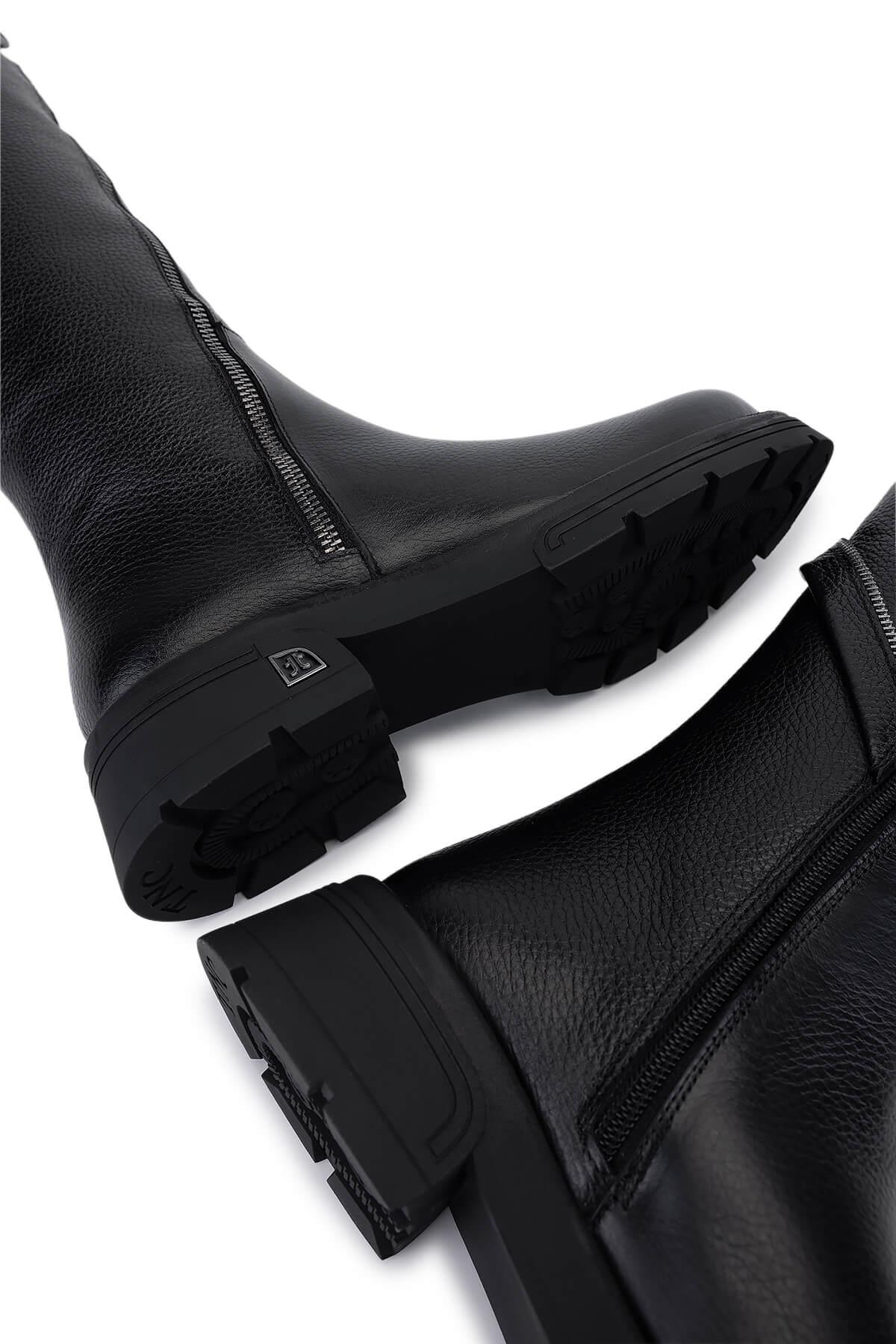 Tamer Tanca Kadın Hakiki Deri Siyah Floter Klasik Çizme