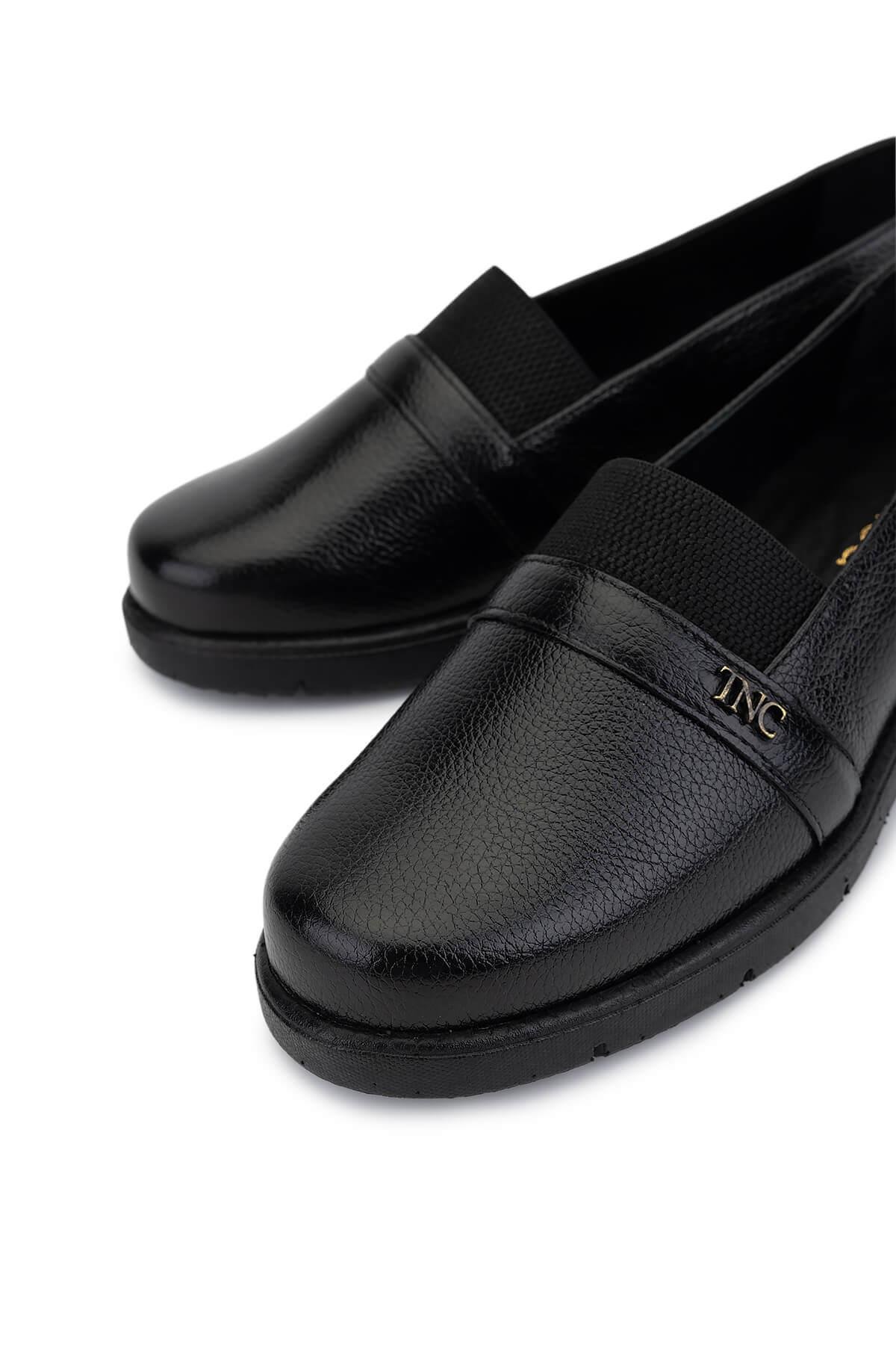 Tamer Tanca Kadın Hakiki Deri Siyah Floter Casual Ayakkabı