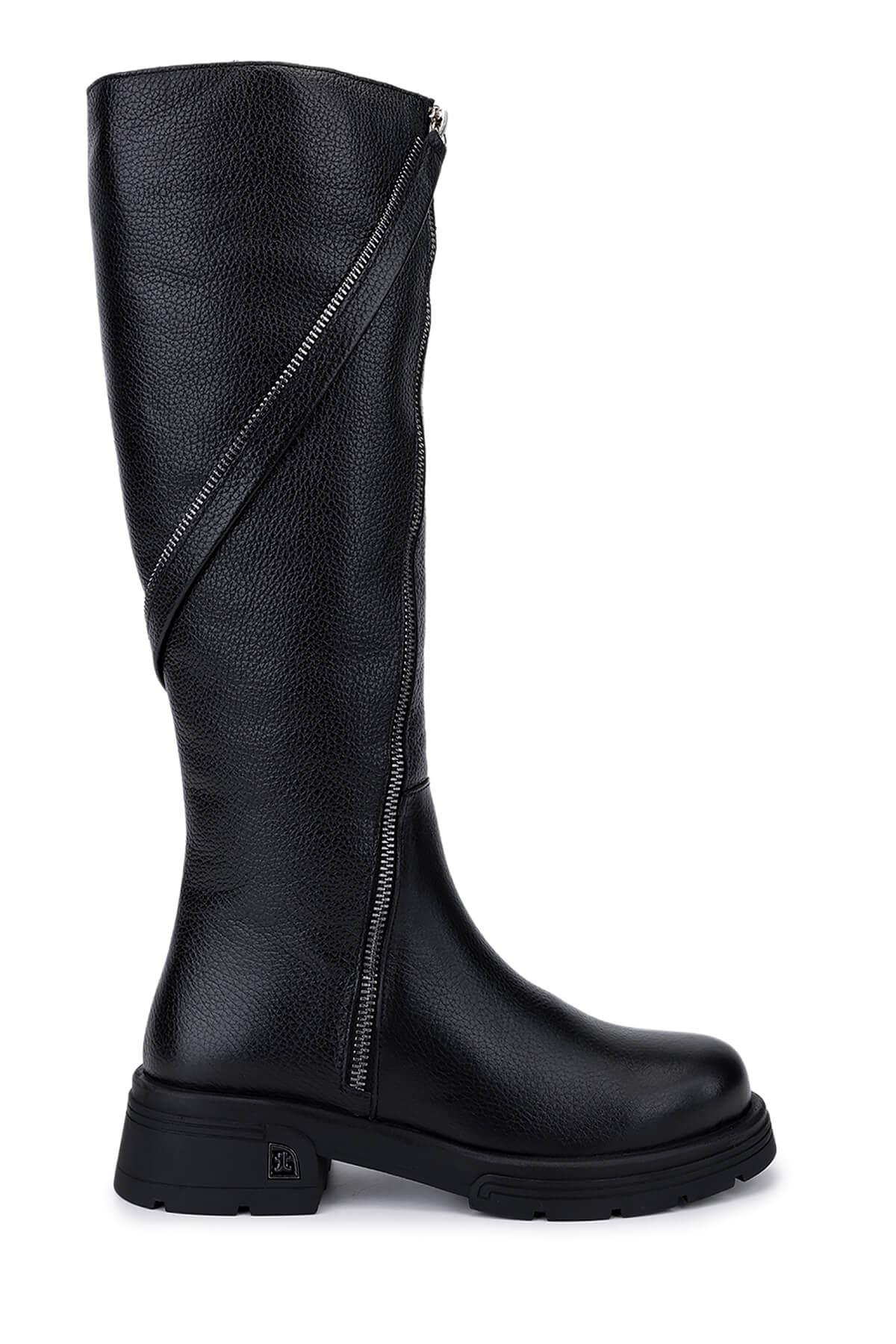 Tamer Tanca Kadın Hakiki Deri Siyah Floter Klasik Çizme