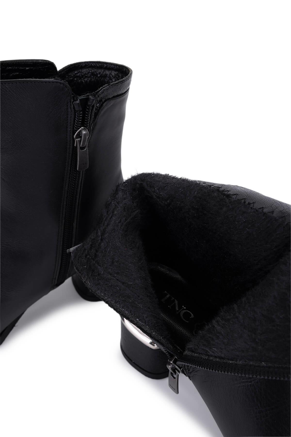 Tamer Tanca Kadın Hakiki Deri Siyah Klasik Bot