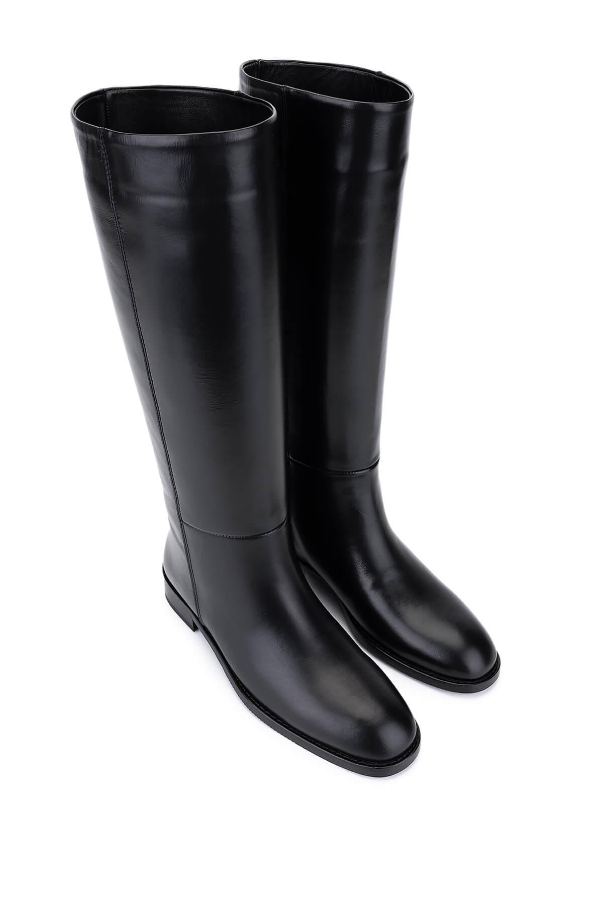 Tamer Tanca Kadın Hakiki Deri Siyah Klasik Çizme