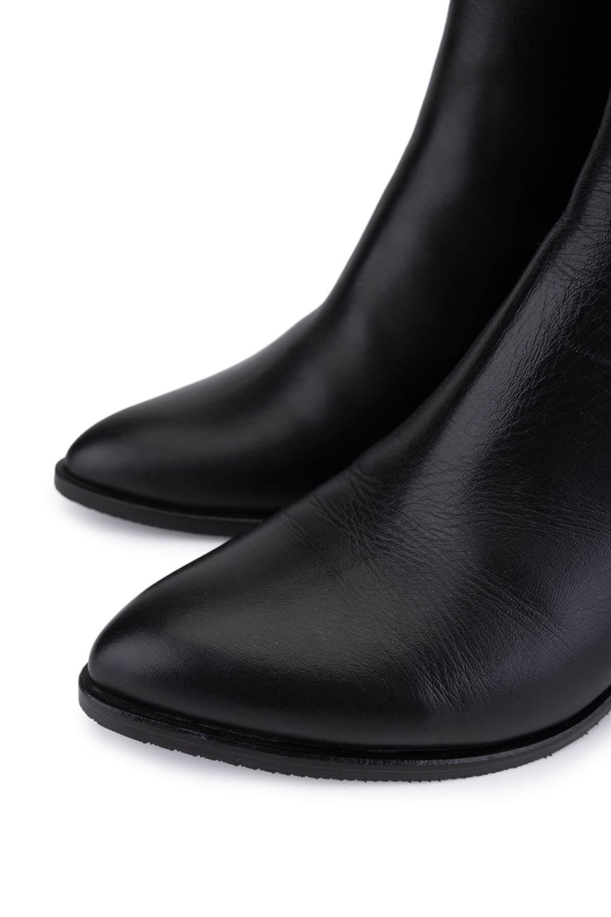 Tamer Tanca Kadın Hakiki Deri Siyah Klasik Bot