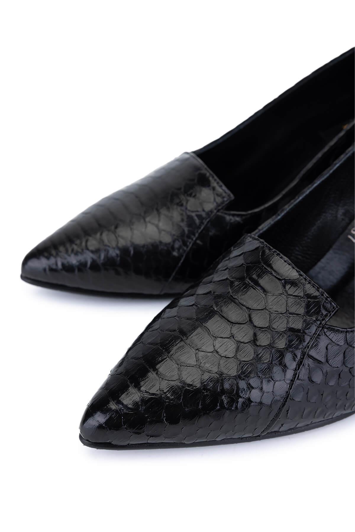 Tamer Tanca Kadın Hakiki Deri Siyah Klasik Ayakkabı