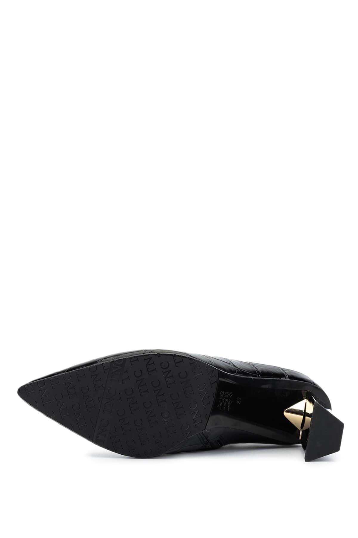 Tamer Tanca Kadın Hakiki Deri Siyah Kroko Topuklu Bot