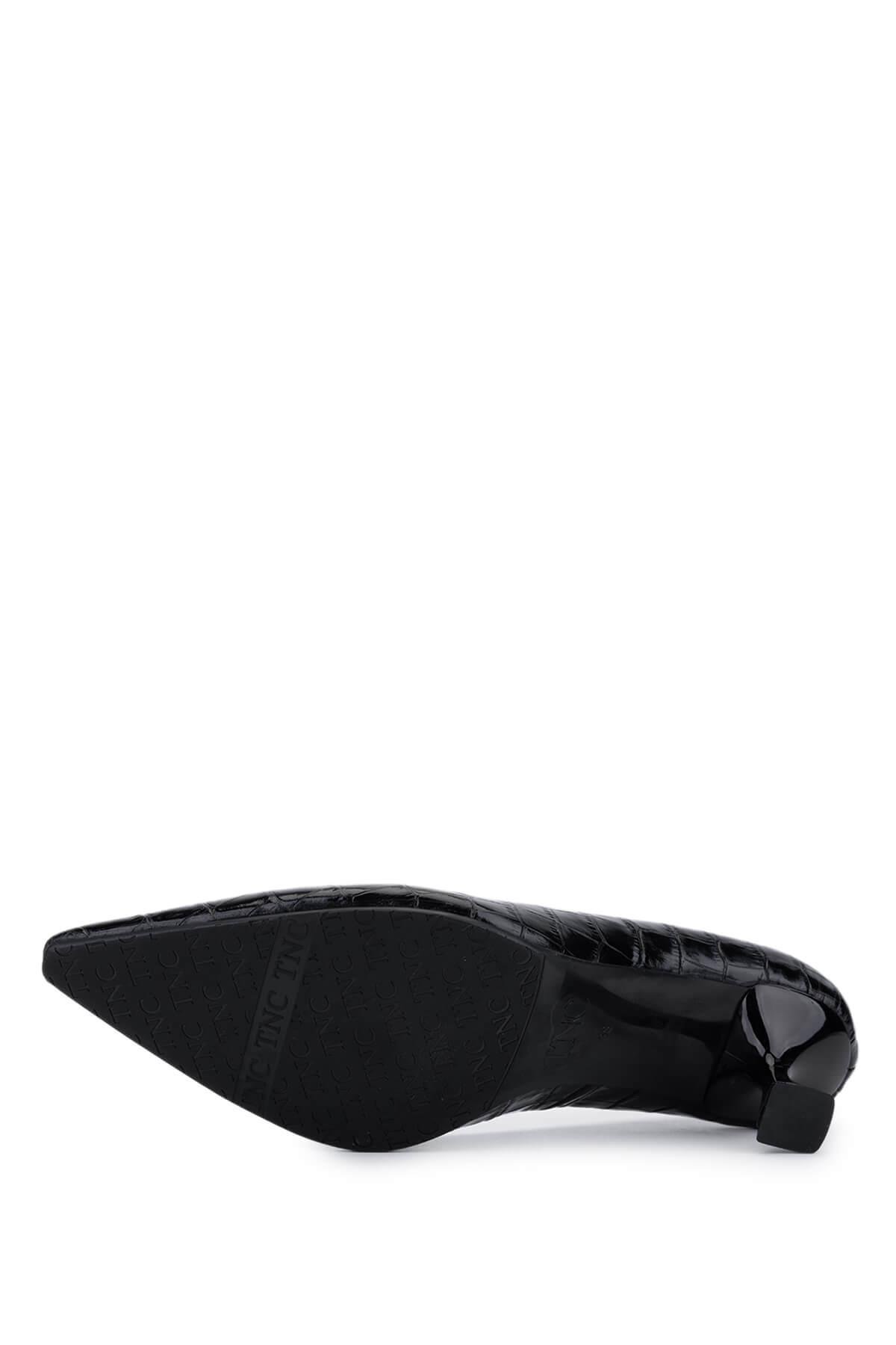 Tamer Tanca Kadın Hakiki Deri Siyah Kroko Topuklu Ayakkabı