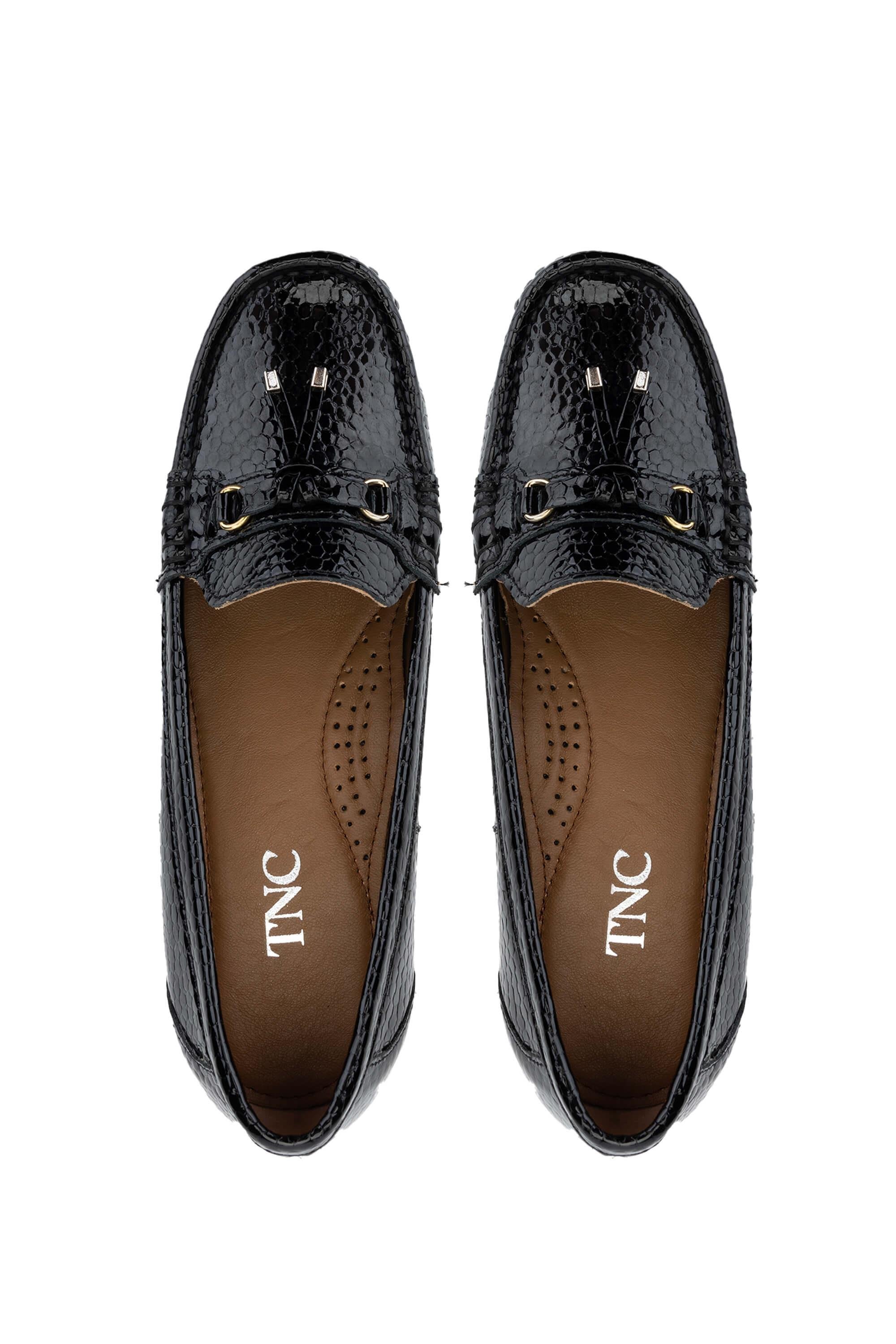 Tamer Tanca Kadın Hakiki Deri Siyah Loafer Ayakkabı