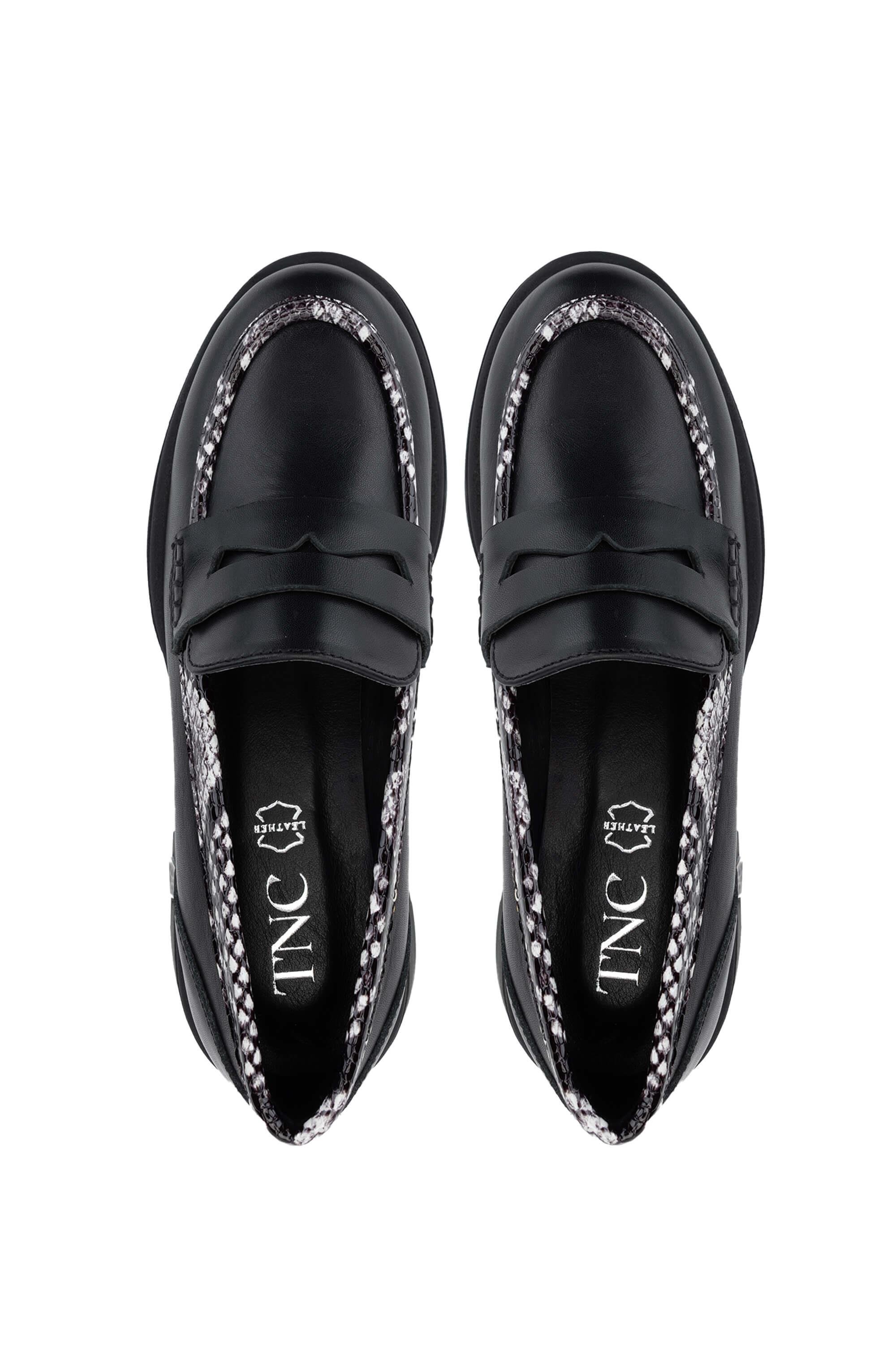 Tamer Tanca Kadın Hakiki Deri Siyah Loafer Ayakkabı