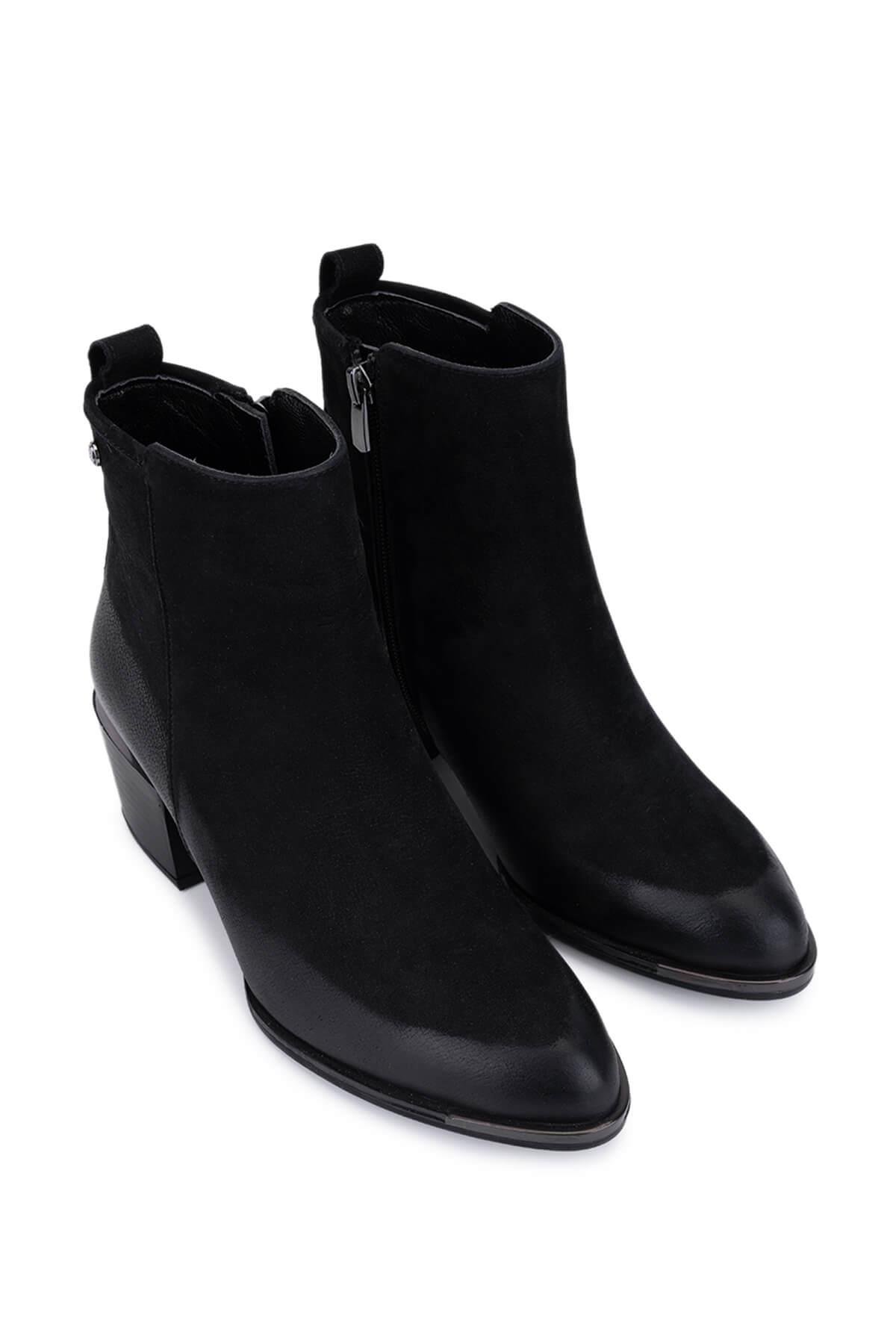 Tamer Tanca Kadın Hakiki Deri Siyah Nubuk Klasik Bot