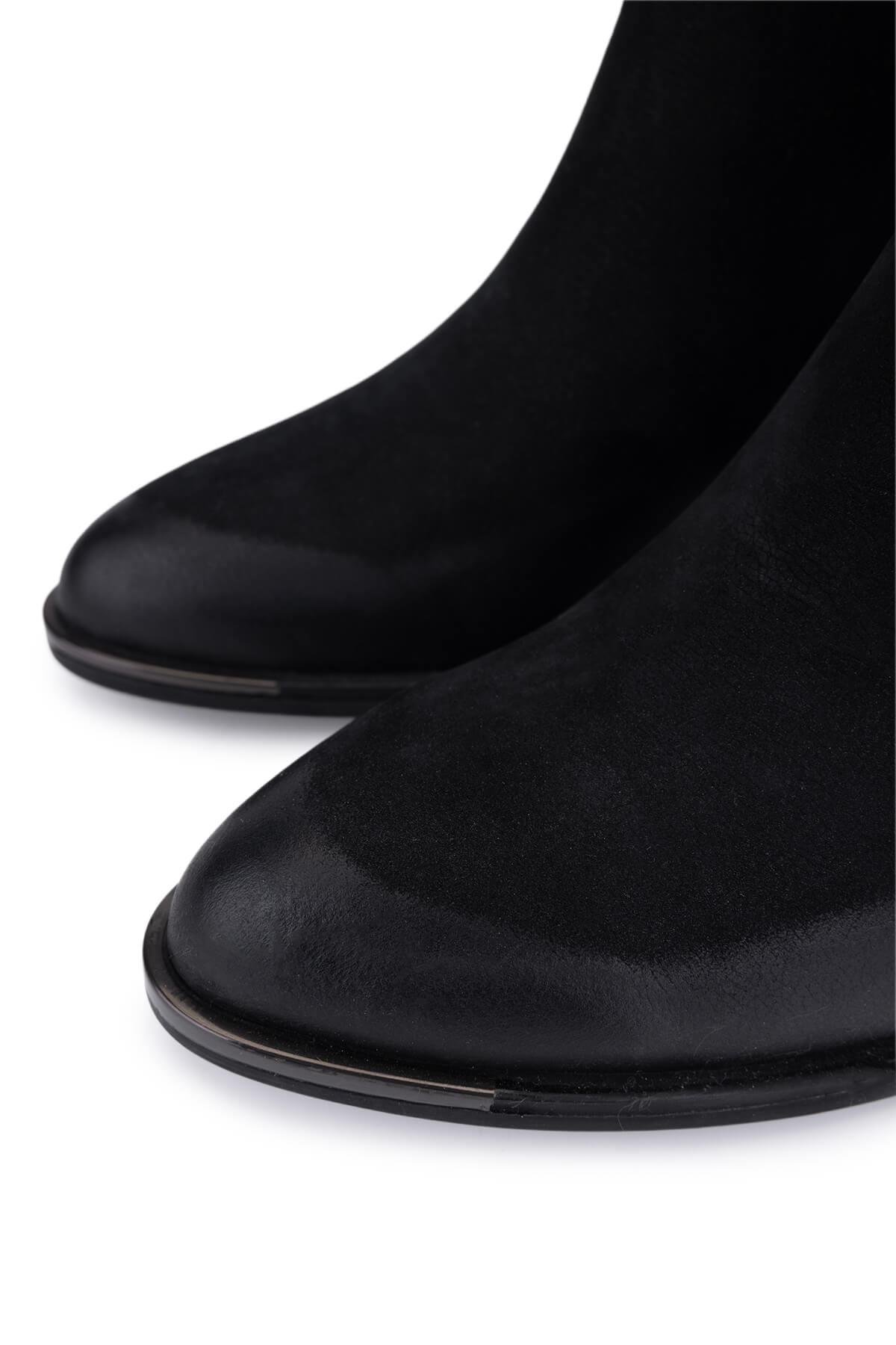 Tamer Tanca Kadın Hakiki Deri Siyah Nubuk Klasik Bot