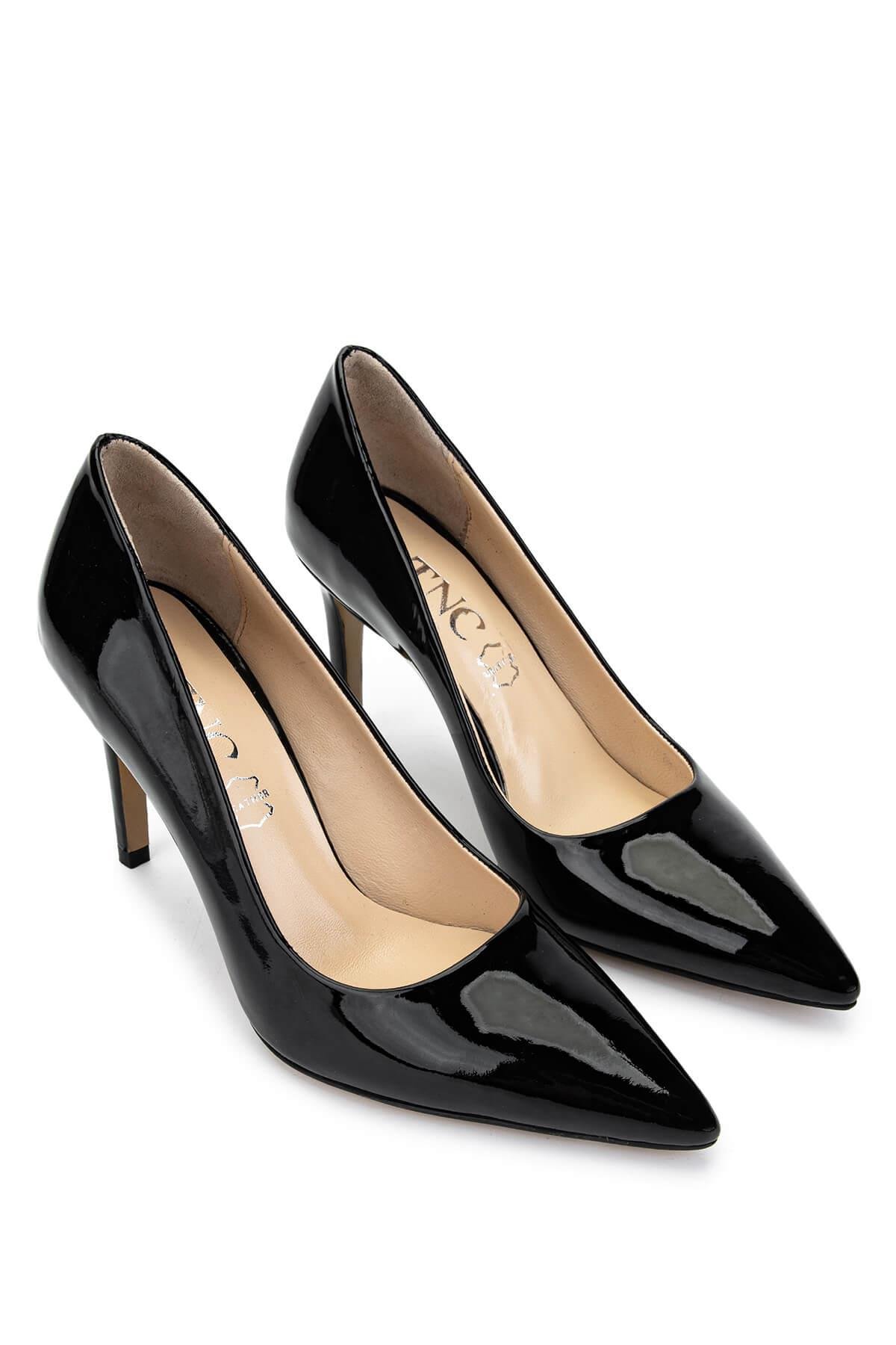 Tamer Tanca Kadın Hakiki Deri Siyah Rugan Topuklu Ayakkabı