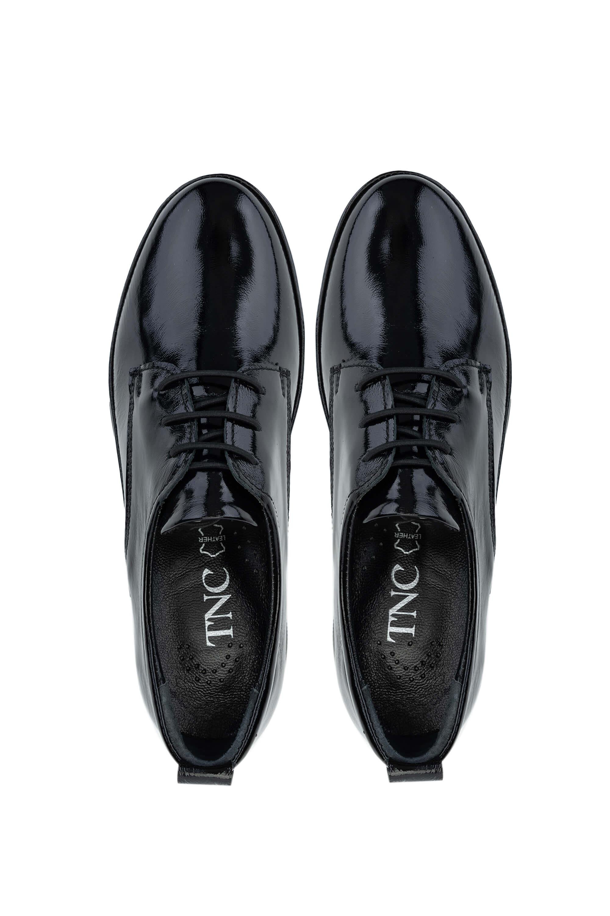 Tamer Tanca Kadın Hakiki Deri Siyah Rugan Casual Ayakkabı