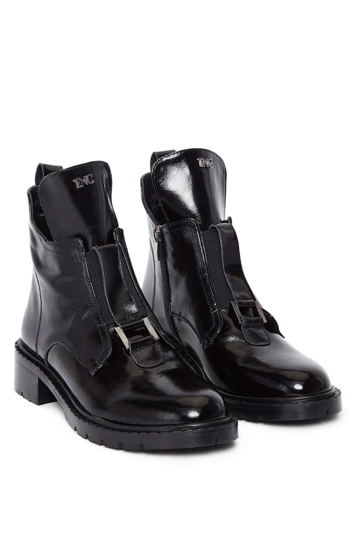 Tamer Tanca Kadın Hakiki Deri Siyah Rugan Casual Bot