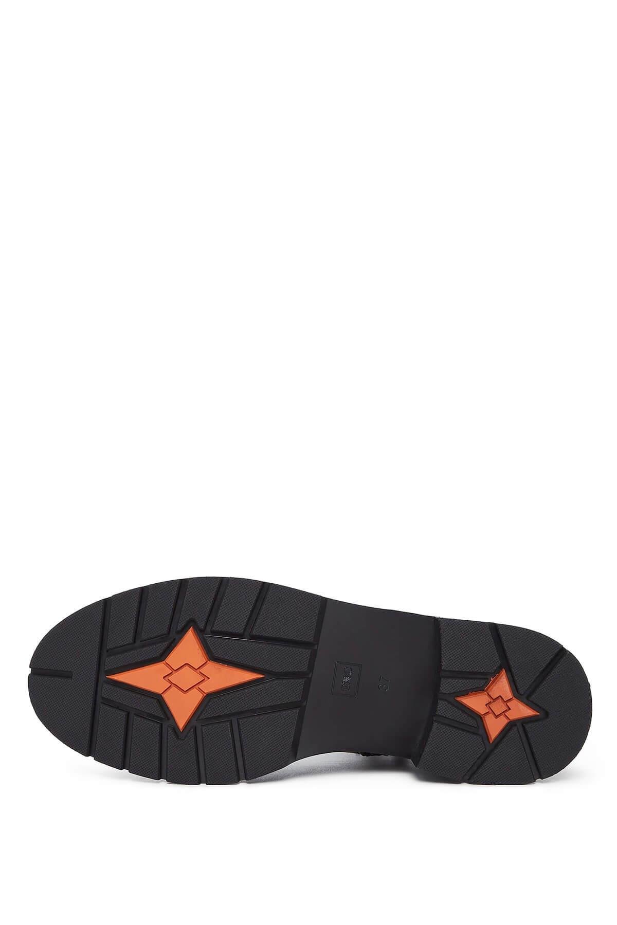 Tamer Tanca Kadın Hakiki Deri Siyah Rugan Casual Bot