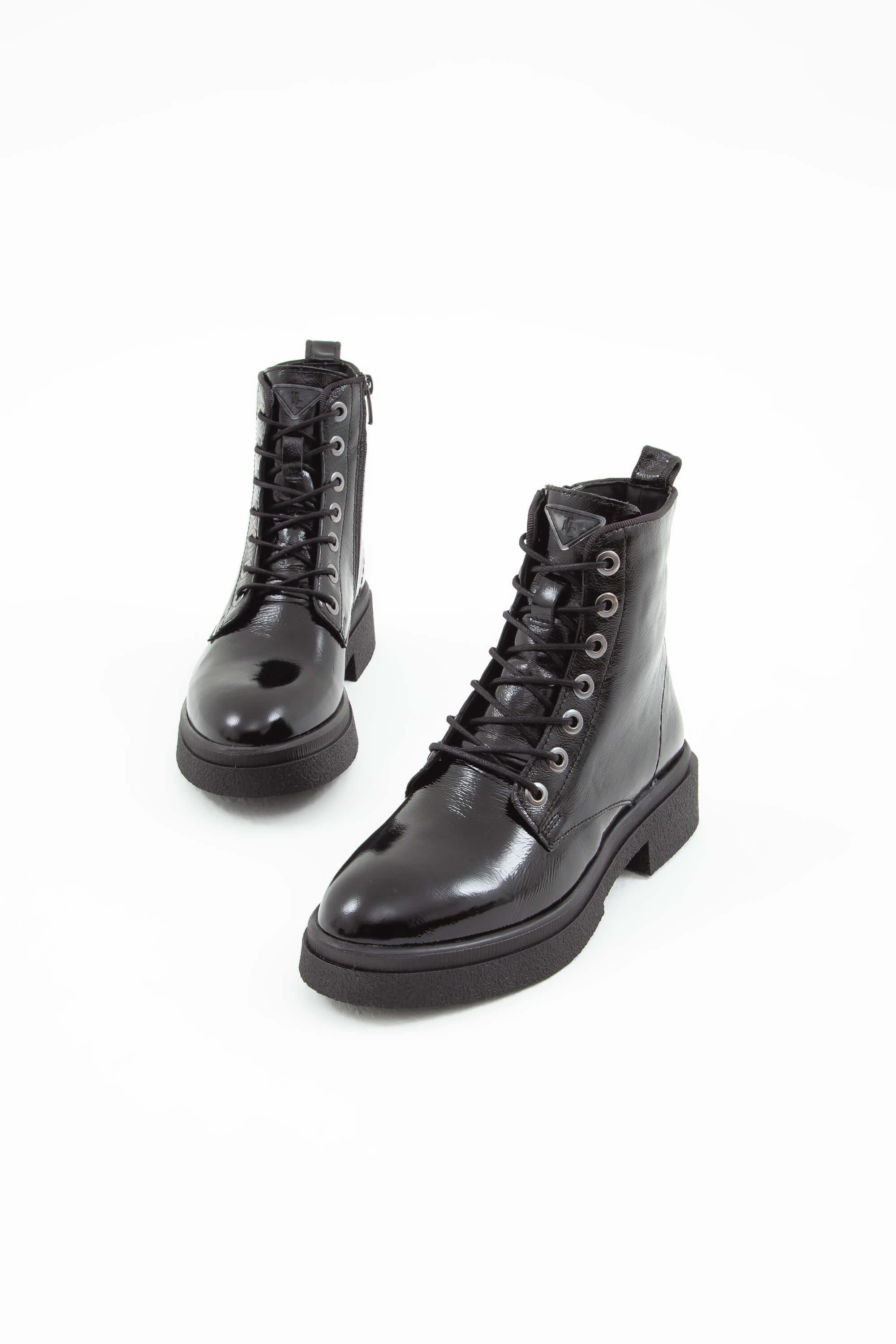 Tamer Tanca Kadın Hakiki Deri Siyah Rugan Casual Bot