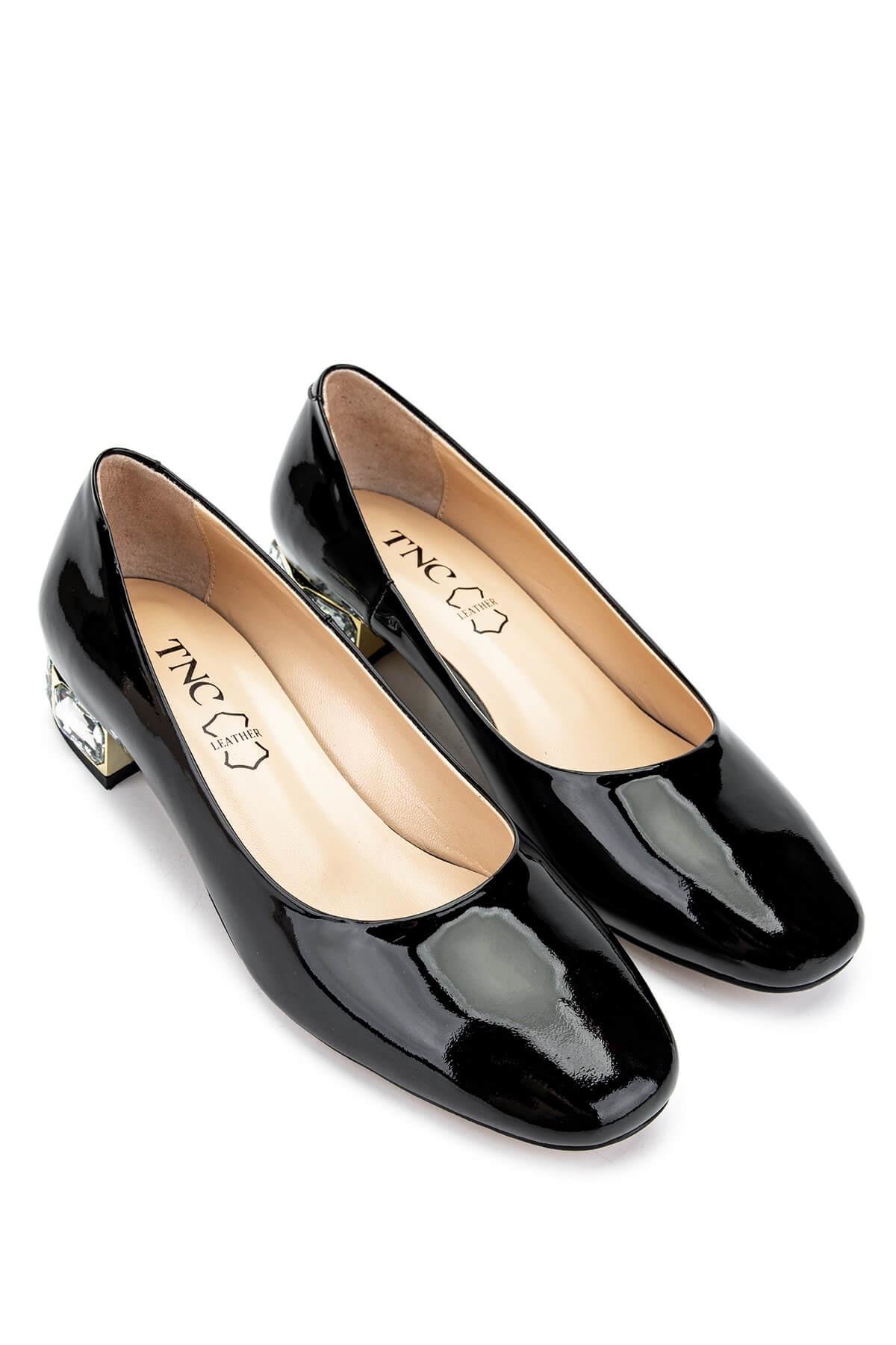 Tamer Tanca Kadın Hakiki Deri Siyah Rugan Topuklu Ayakkabı