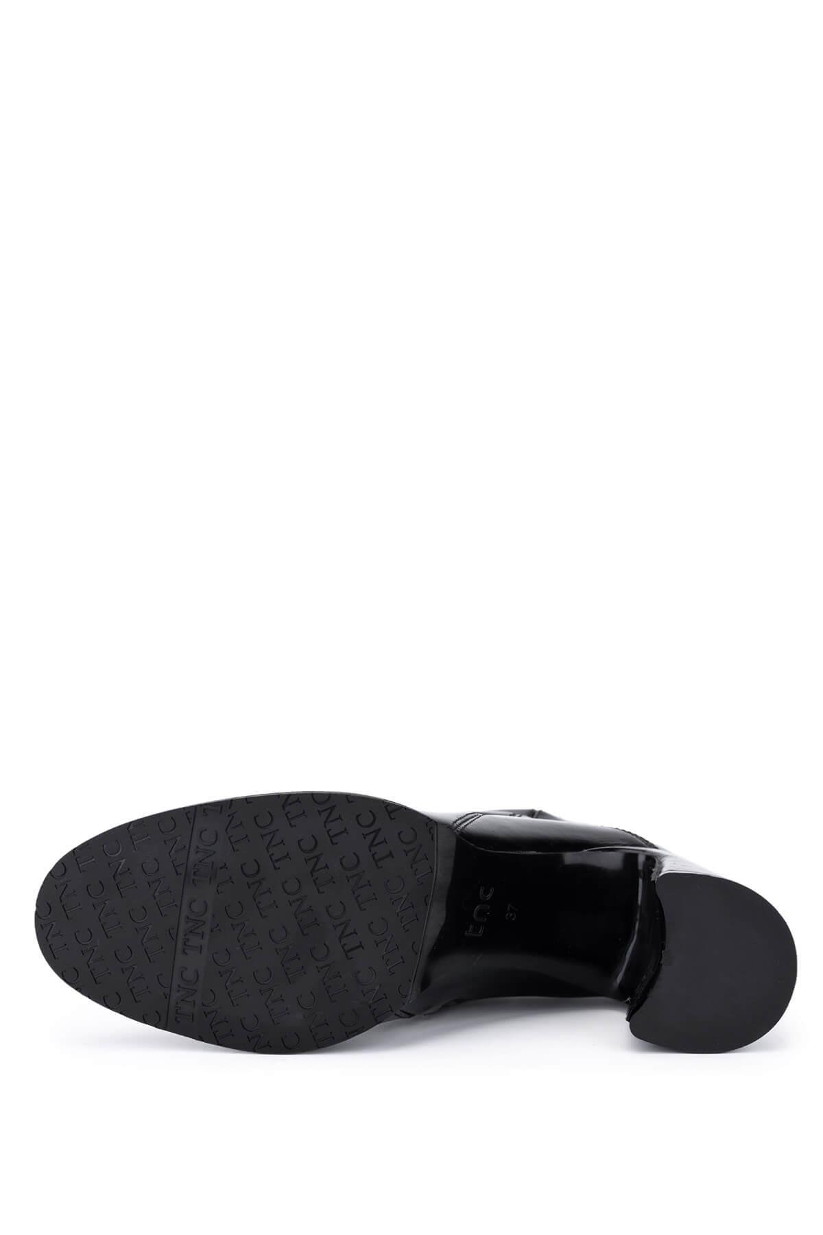 Tamer Tanca Kadın Hakiki Deri Siyah Rugan Klasik Bot