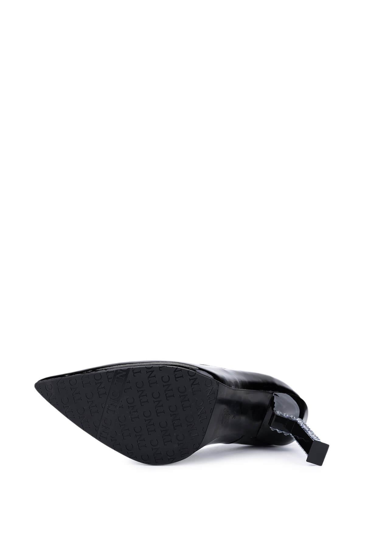 Tamer Tanca Kadın Hakiki Deri Siyah Rugan Topuklu Ayakkabı