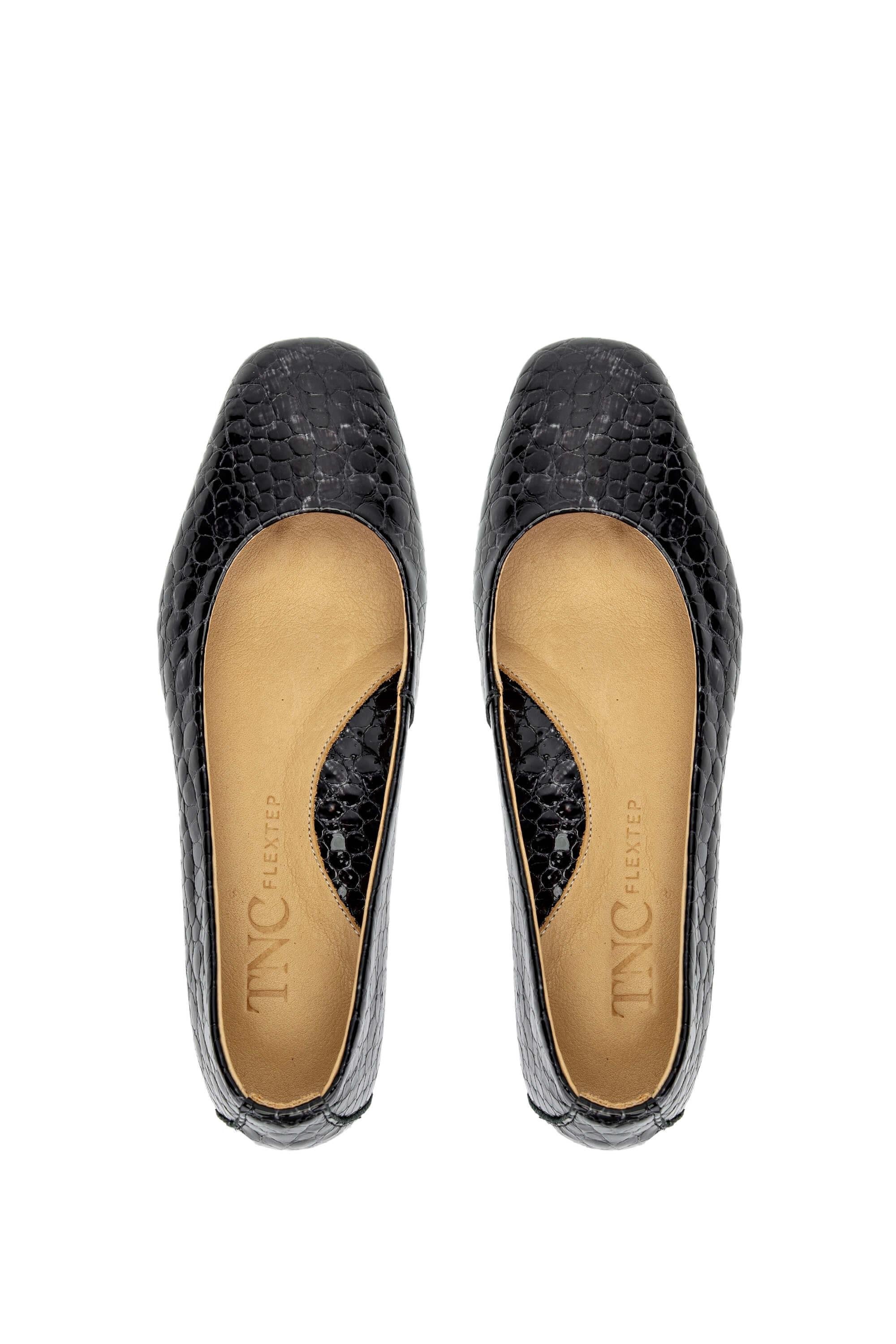 Tamer Tanca Kadın Hakiki Deri Siyah Rugan Topuklu Ayakkabı