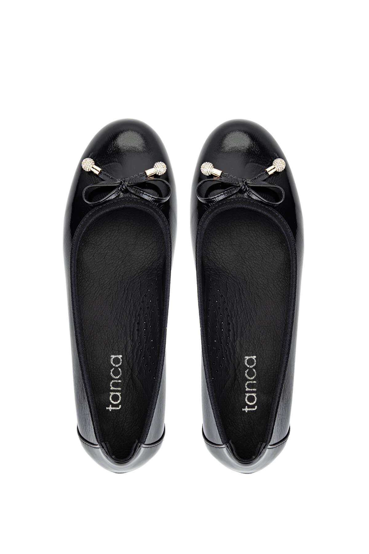 Tamer Tanca Kadın Hakiki Deri Siyah Rugan Comfort Ayakkabı