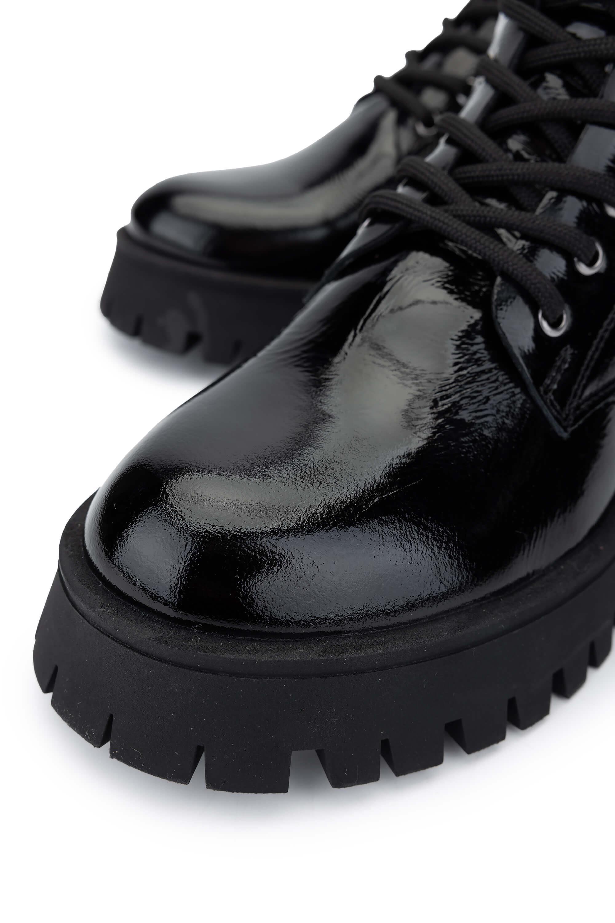 Tamer Tanca Kadın Hakiki Deri Siyah Rugan Casual Bot