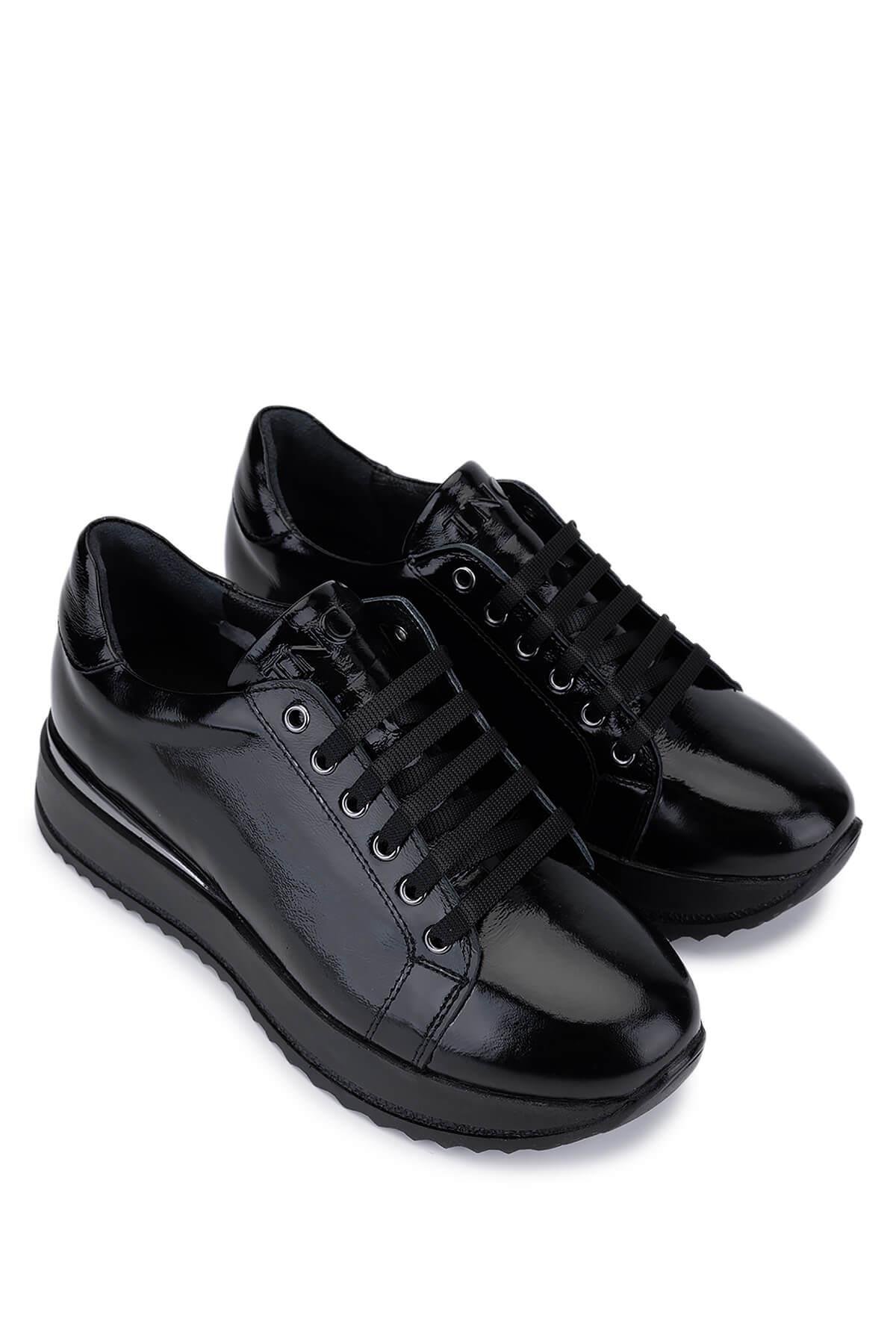 Tamer Tanca Kadın Hakiki Deri Siyah Rugan Sneakers & Spor Ayakkabı