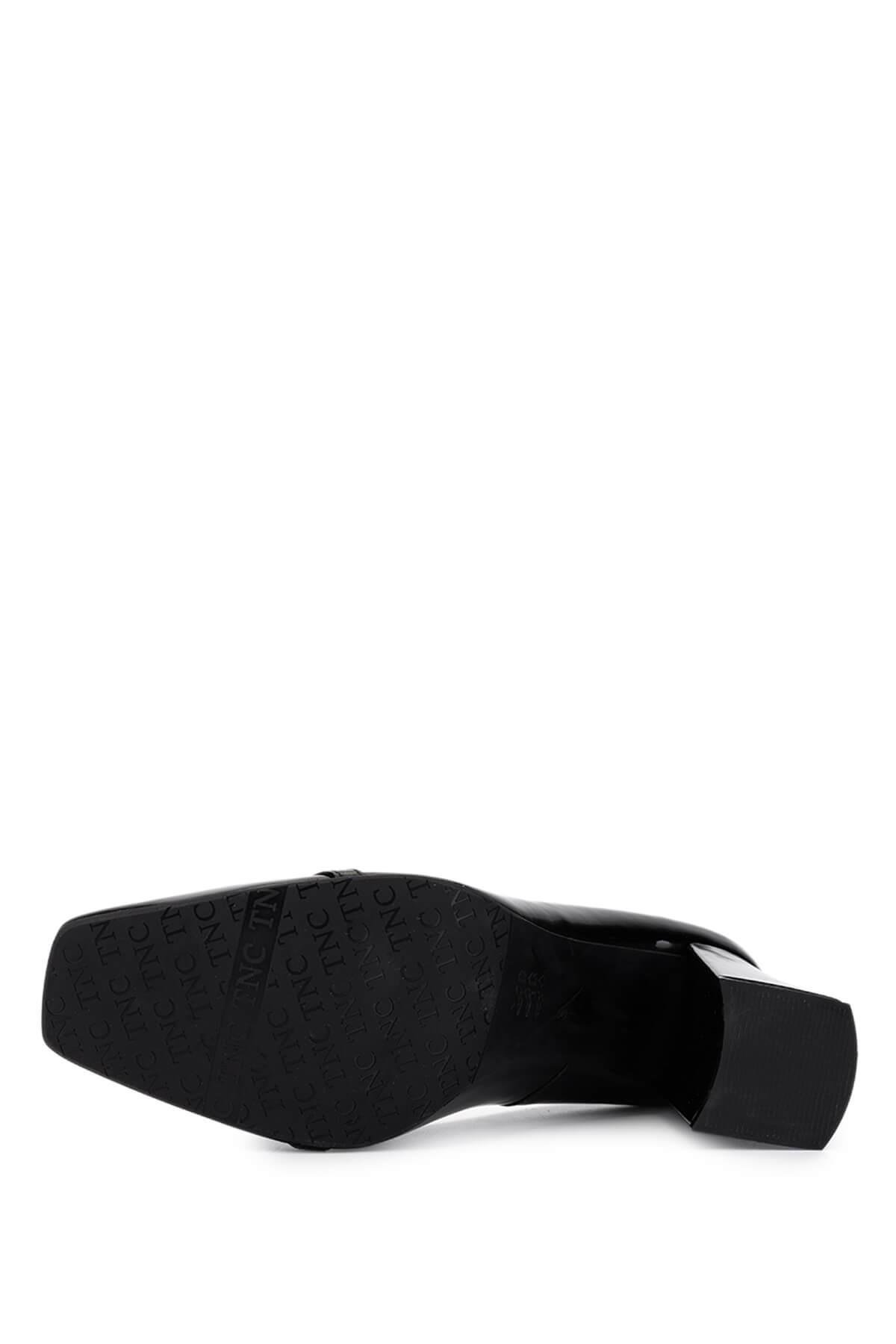 Tamer Tanca Kadın Hakiki Deri Siyah Rugan Topuklu Ayakkabı