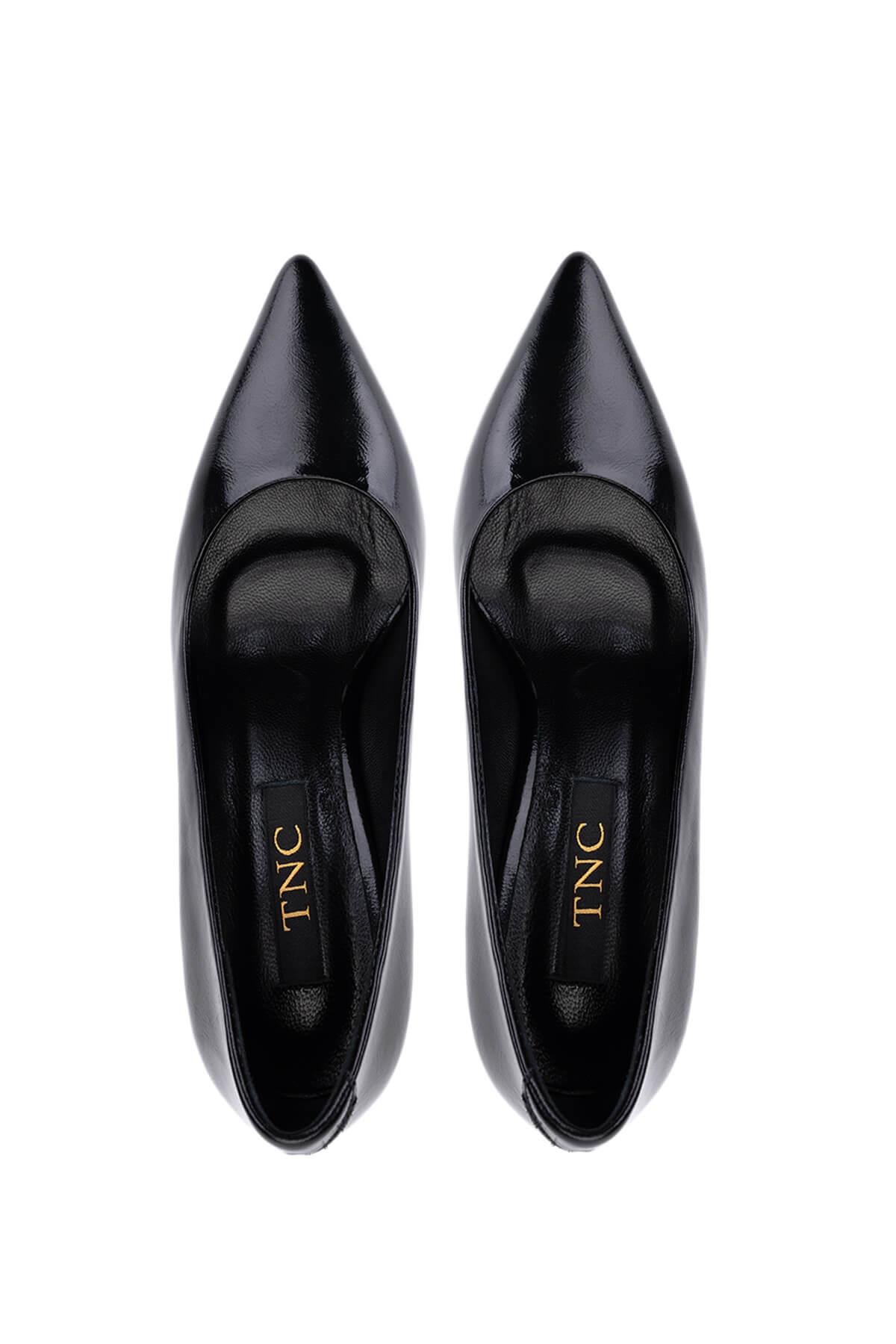 Tamer Tanca Kadın Hakiki Deri Siyah Rugan Topuklu Ayakkabı