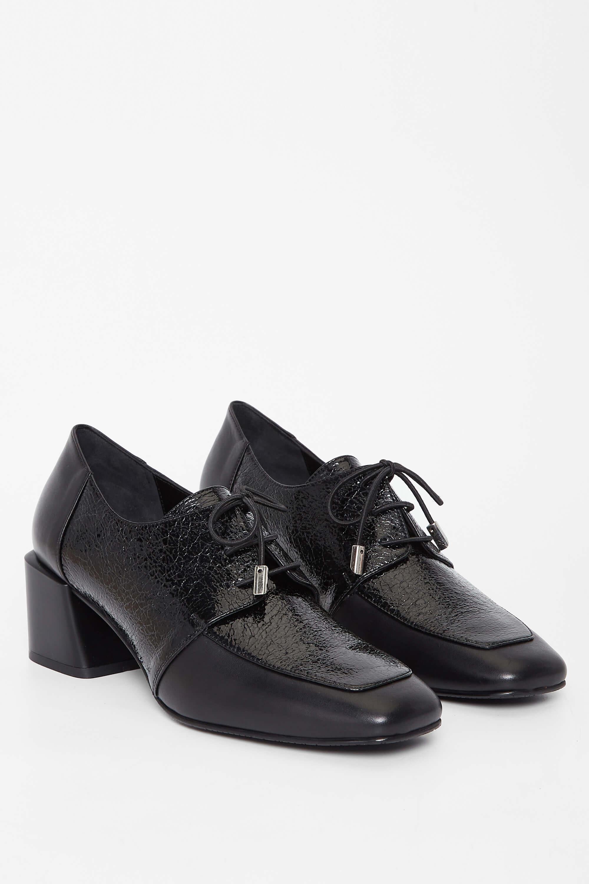 Tamer Tanca Kadın Hakiki Deri Siyah Rugan Topuklu Ayakkabı