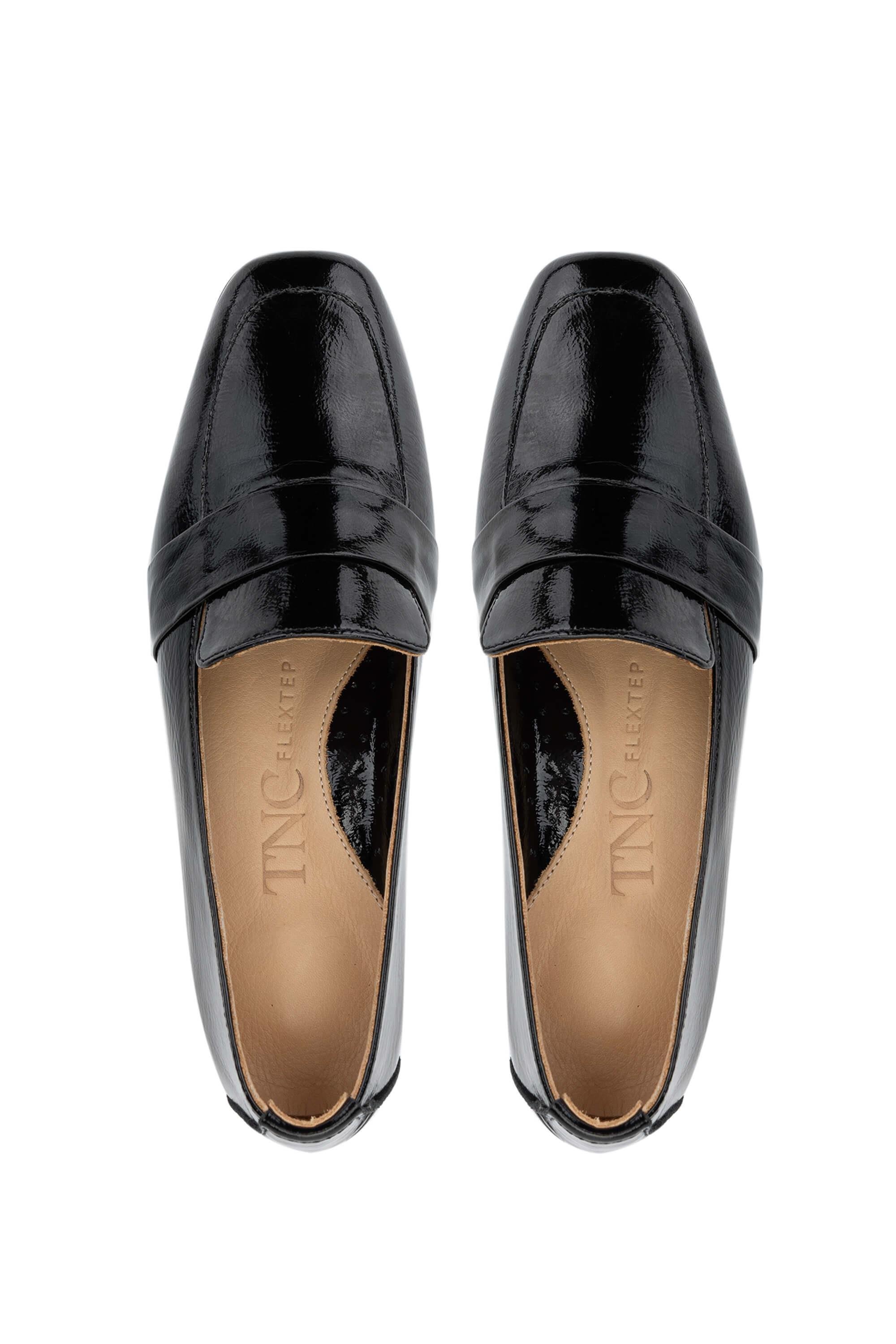 Tamer Tanca Kadın Hakiki Deri Siyah Rugan Topuklu Ayakkabı