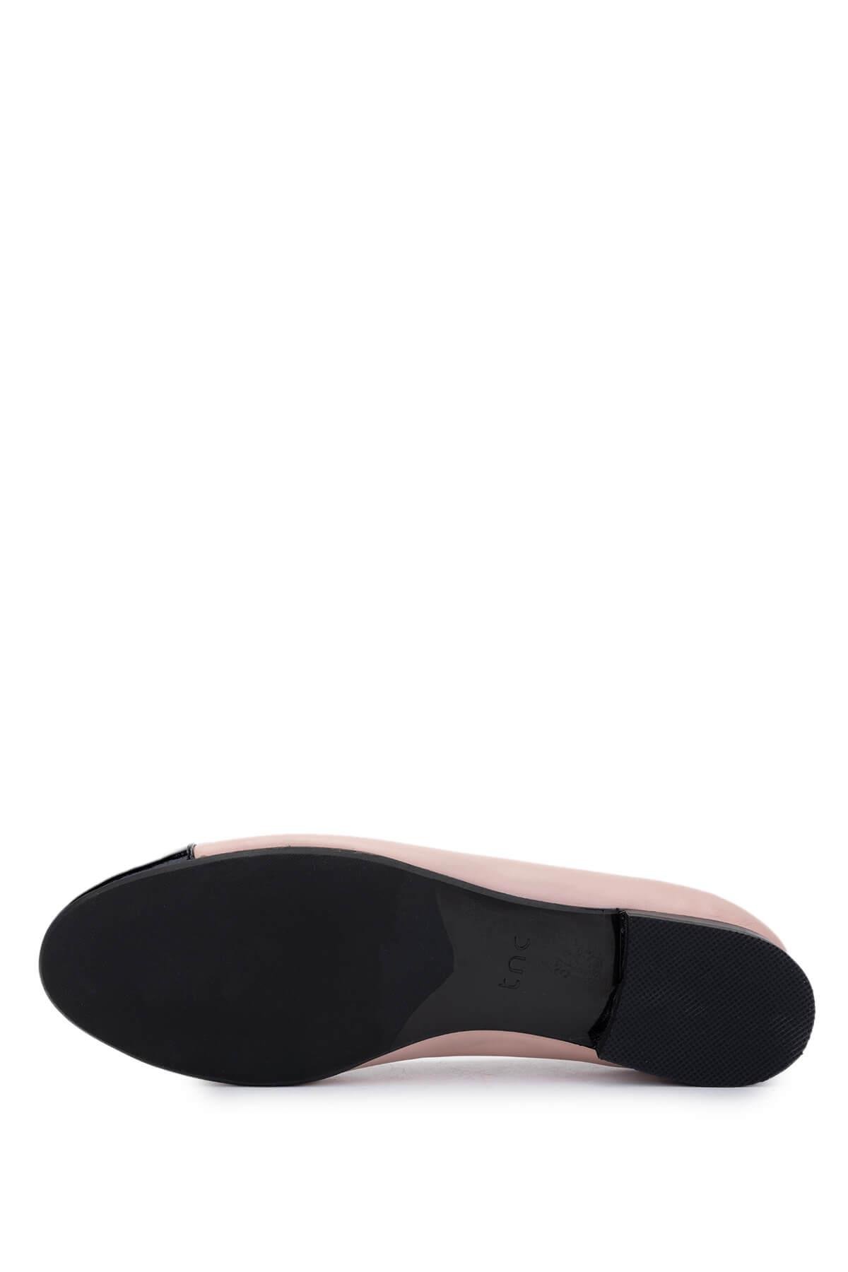 Tamer Tanca Kadın Hakiki Deri Siyah Rugan/Pudra Babet Ayakkabı