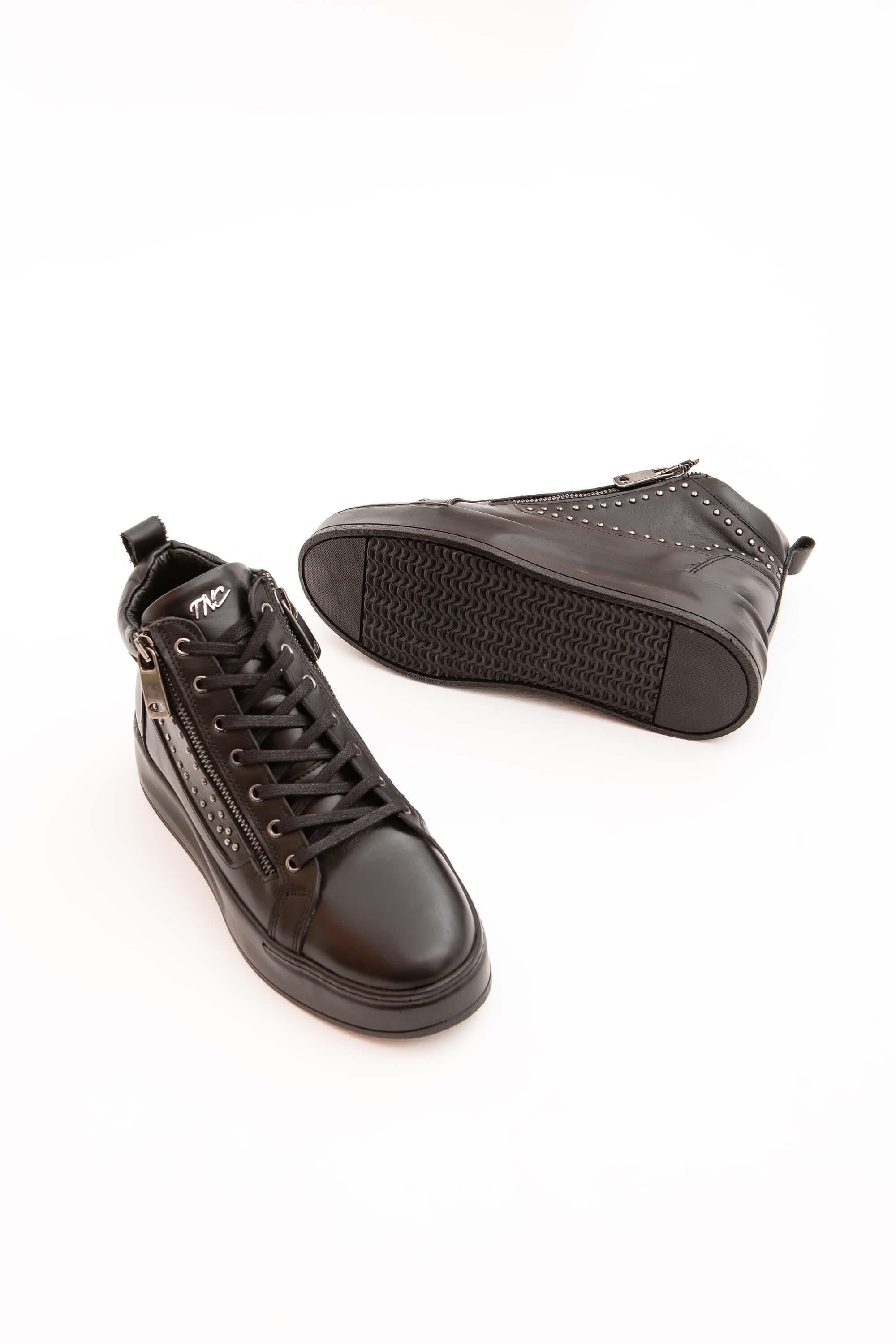 Tamer Tanca Kadın Hakiki Deri Siyah Sneakers & Spor Bot