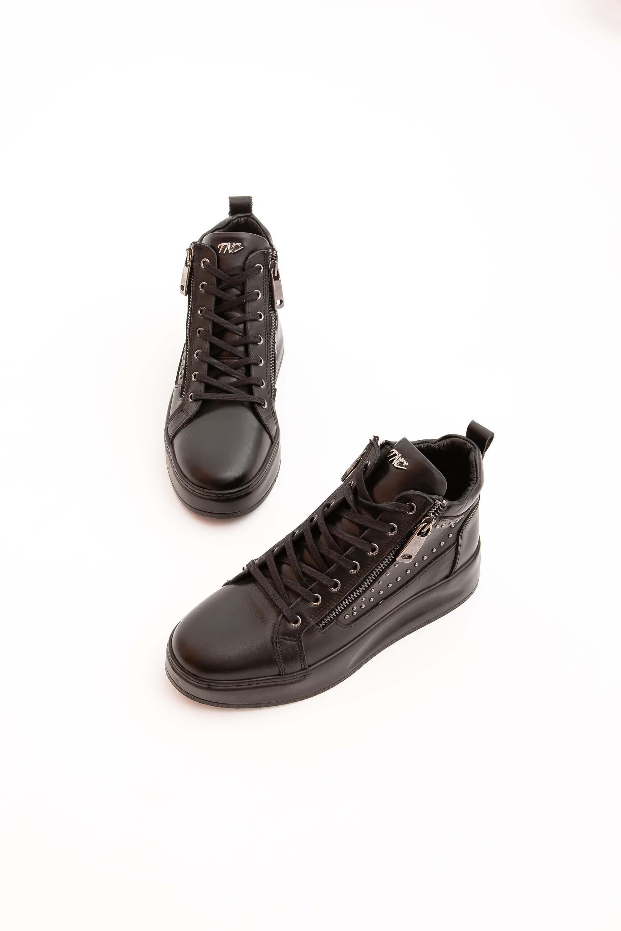 Tamer Tanca Kadın Hakiki Deri Siyah Sneakers & Spor Bot