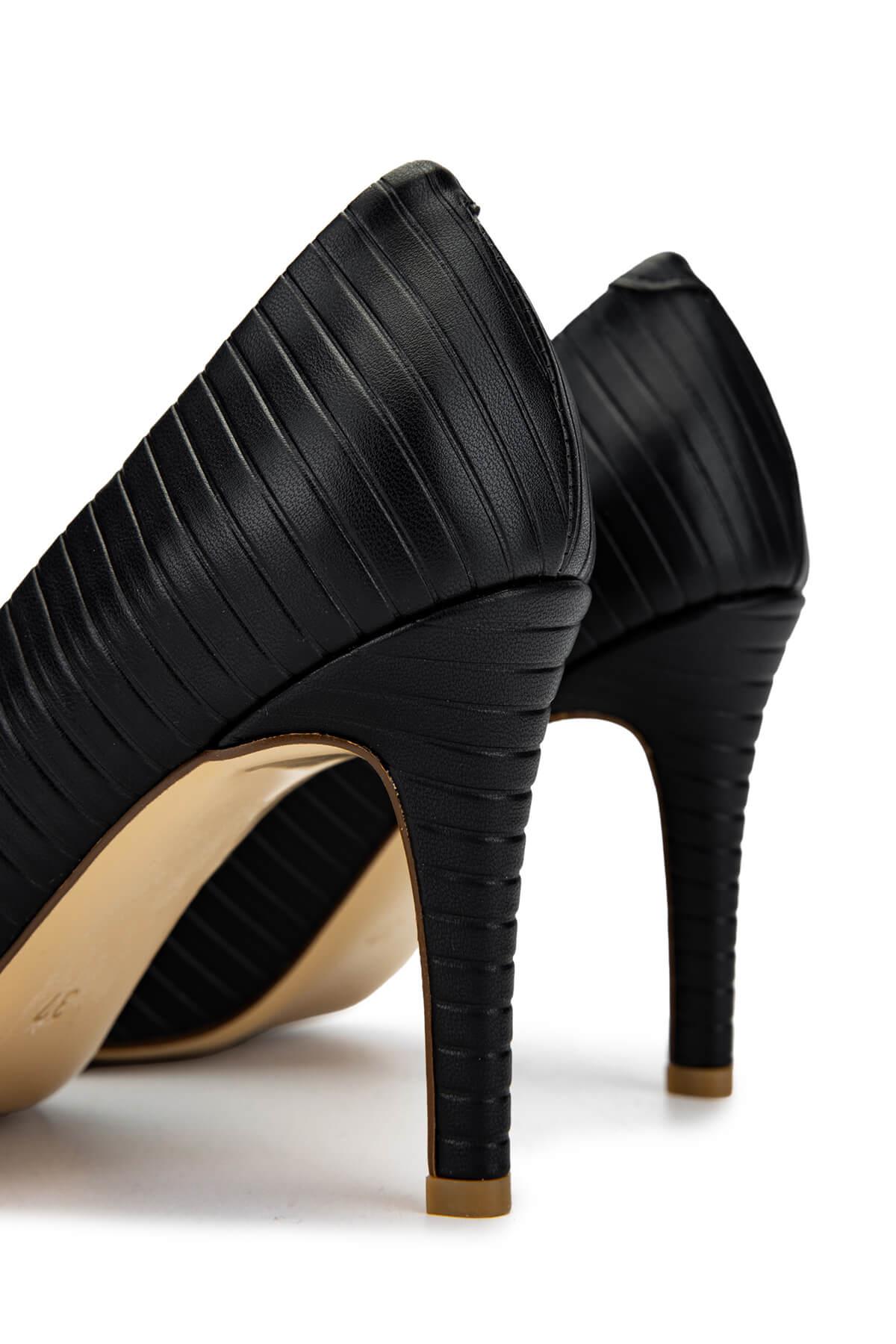 Tamer Tanca Kadın Hakiki Deri Siyah Stiletto Ayakkabı