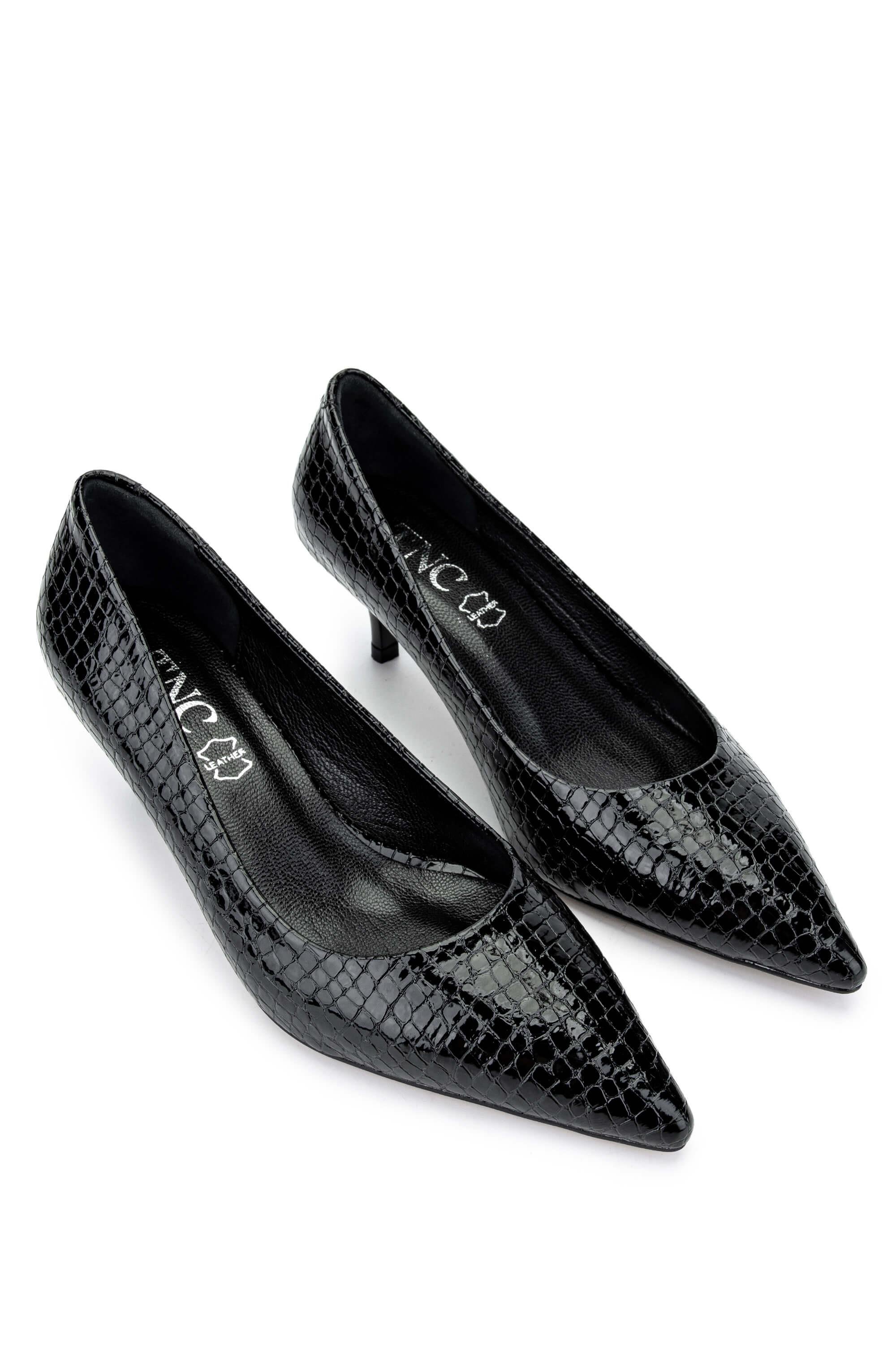 Tamer Tanca Kadın Hakiki Deri Siyah Stiletto Ayakkabı