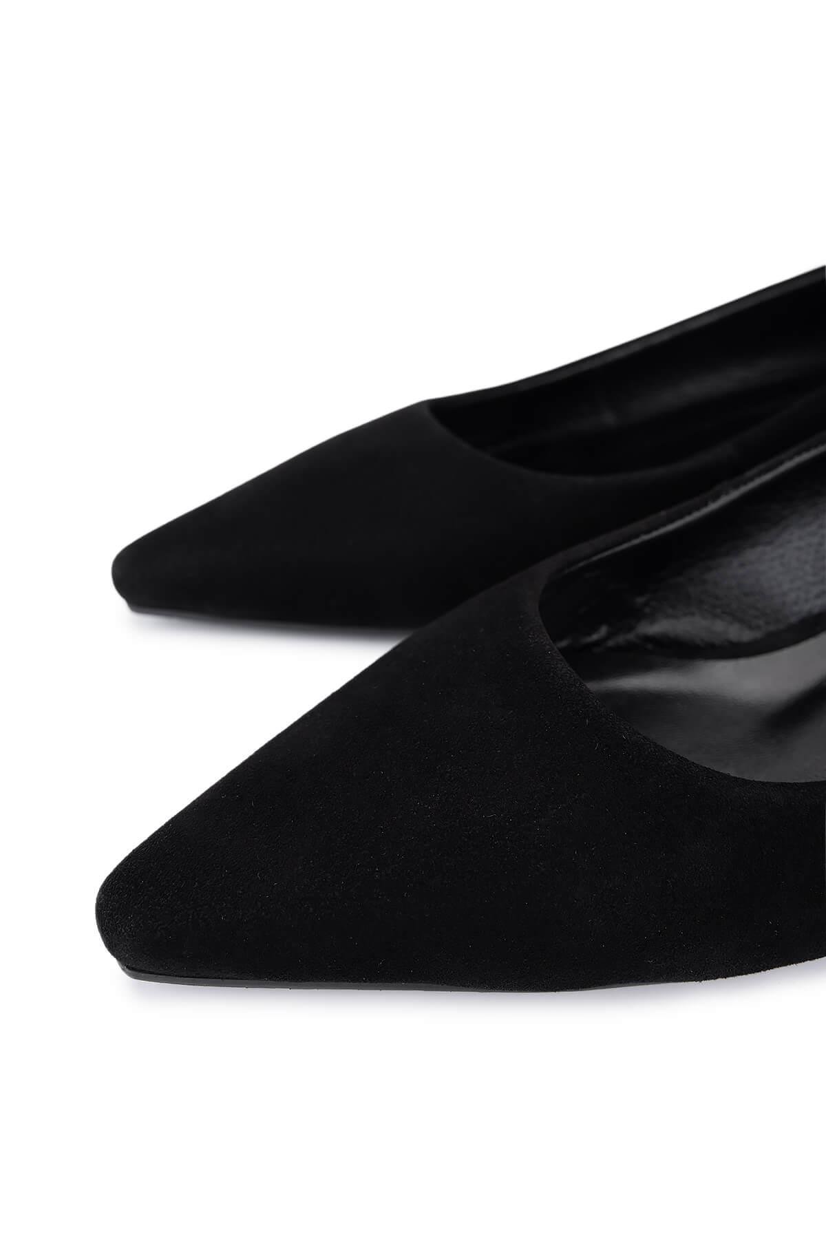 Tamer Tanca Kadın Hakiki Deri Siyah Süet Topuklu Ayakkabı