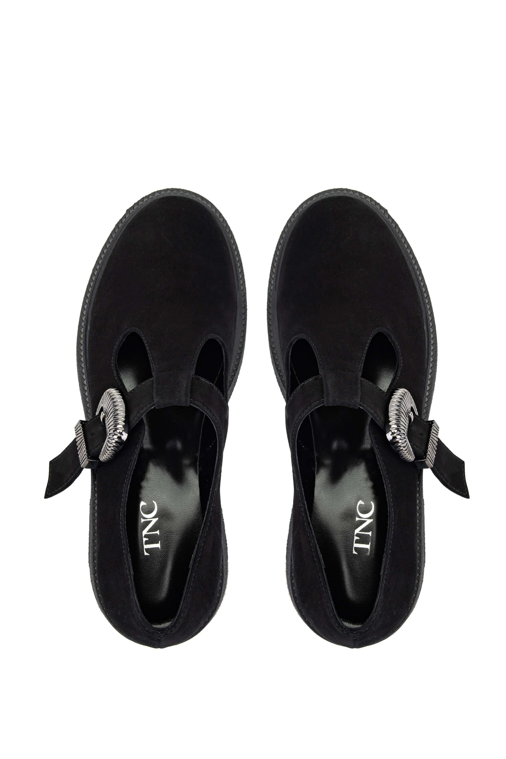 Tamer Tanca Kadın Hakiki Deri Siyah Süet Casual Ayakkabı