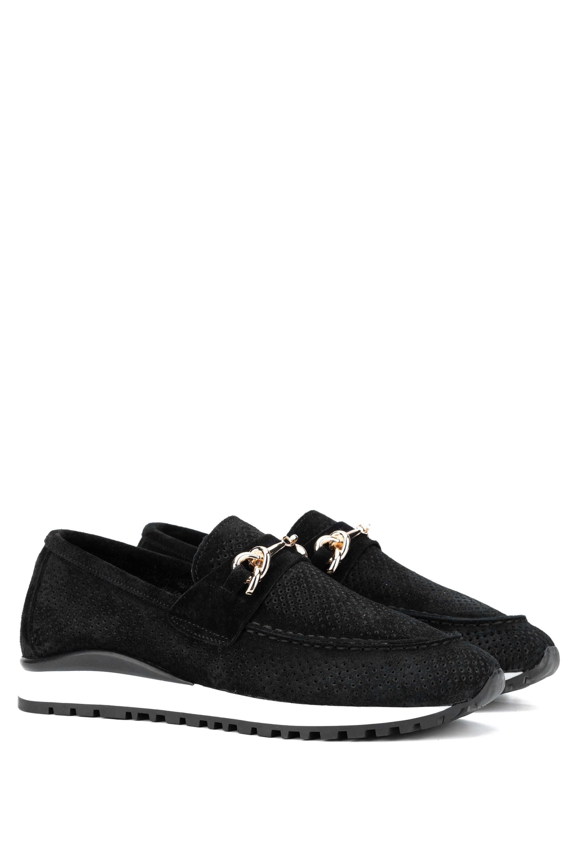 Tamer Tanca Kadın Hakiki Deri Siyah Süet Casual Ayakkabı