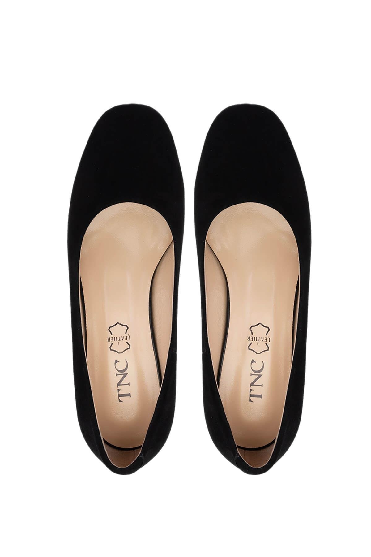 Tamer Tanca Kadın Hakiki Deri Siyah Süet Topuklu Ayakkabı