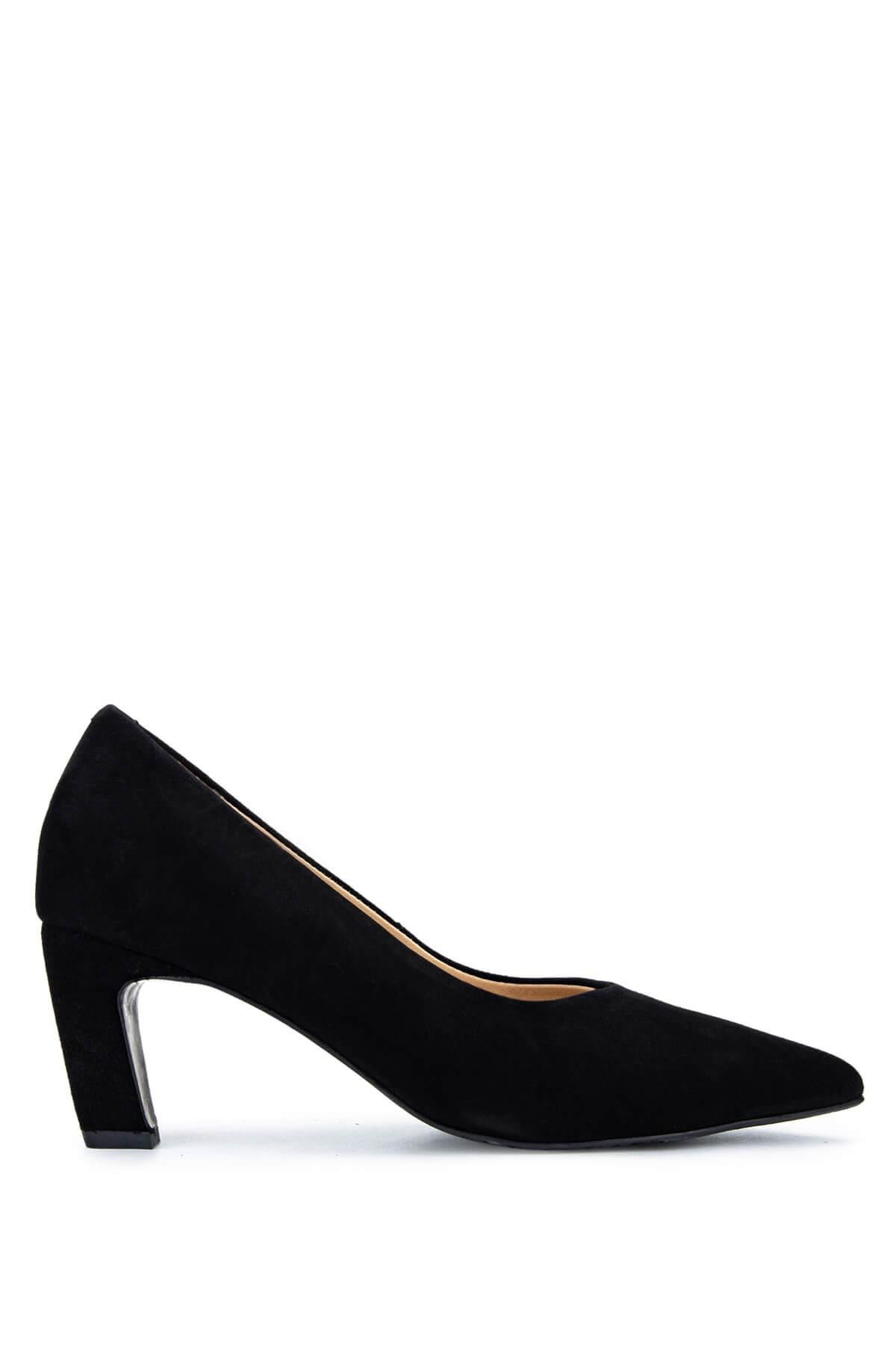 Tamer Tanca Kadın Hakiki Deri Siyah Süet Topuklu Ayakkabı