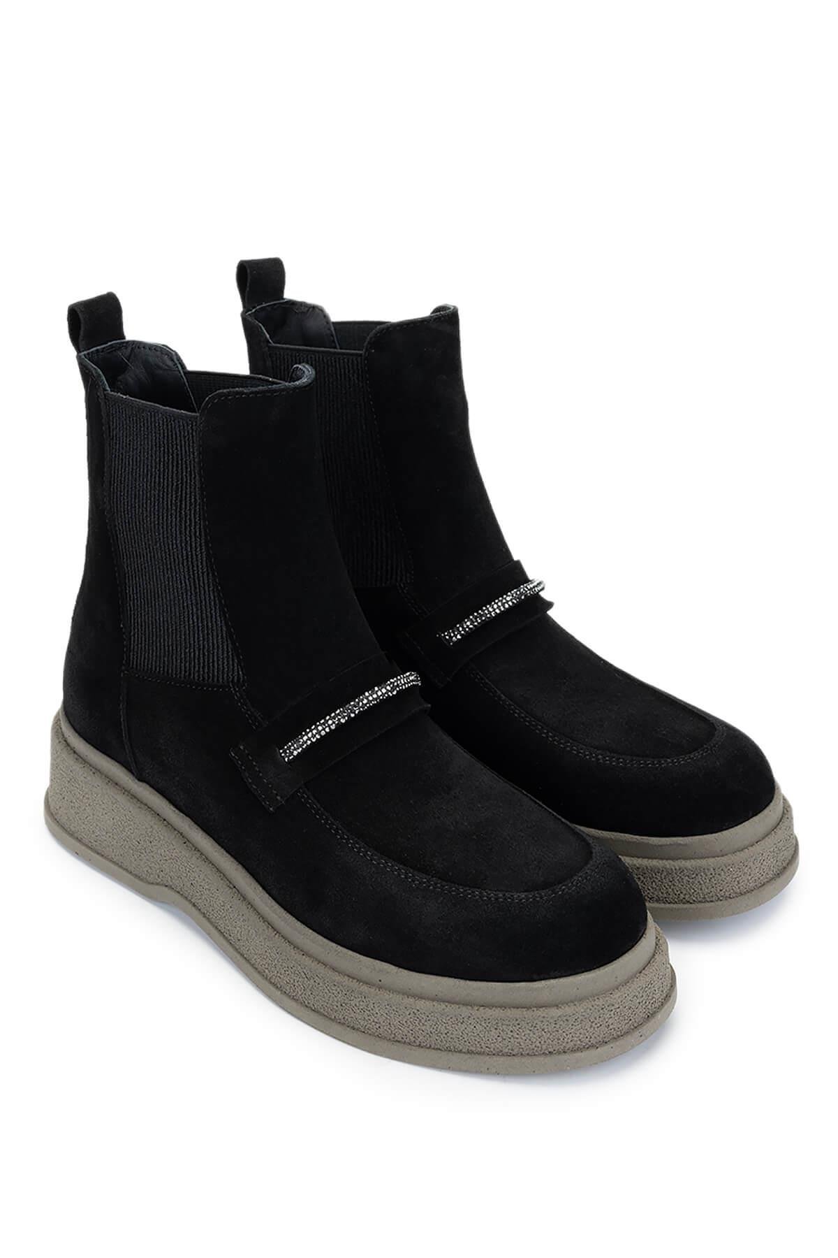 Tamer Tanca Kadın Hakiki Deri Siyah Süet Casual Bot