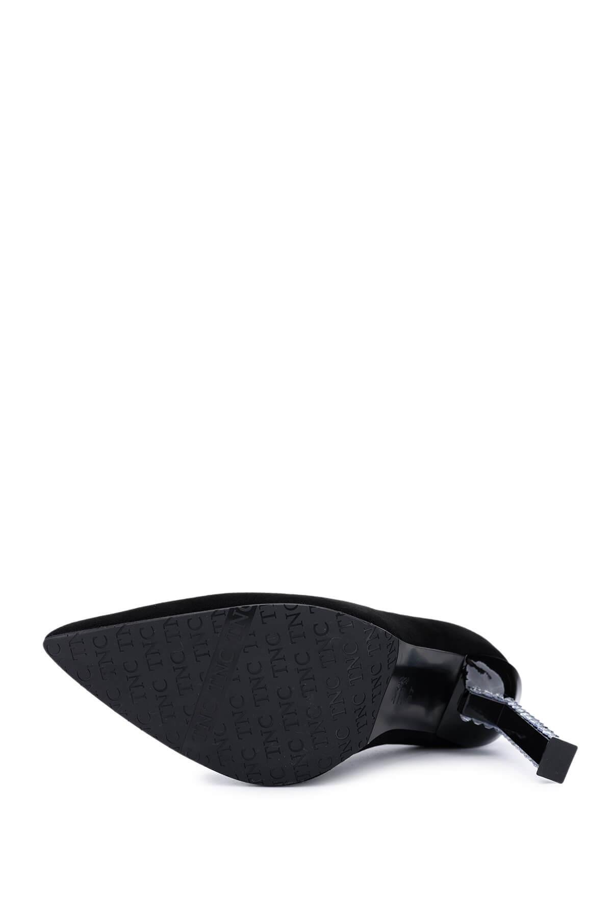 Tamer Tanca Kadın Hakiki Deri Siyah Süet Topuklu Ayakkabı