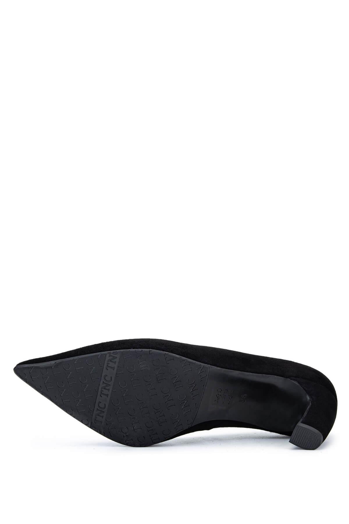 Tamer Tanca Kadın Hakiki Deri Siyah Süet Topuklu Ayakkabı