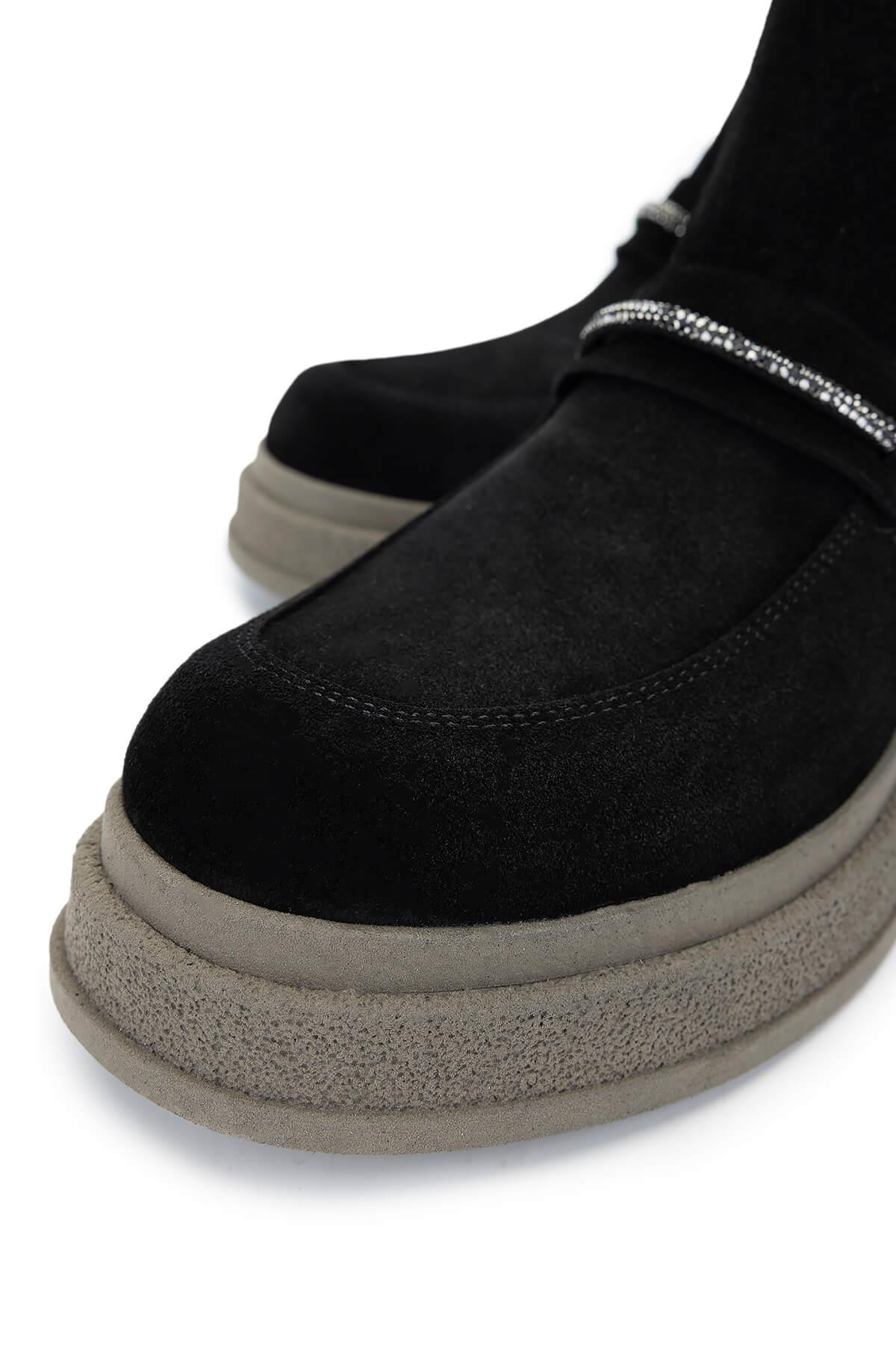 Tamer Tanca Kadın Hakiki Deri Siyah Süet Casual Bot