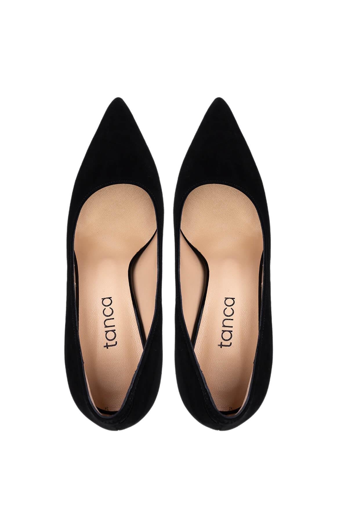 Tamer Tanca Kadın Hakiki Deri Siyah Süet Topuklu Ayakkabı
