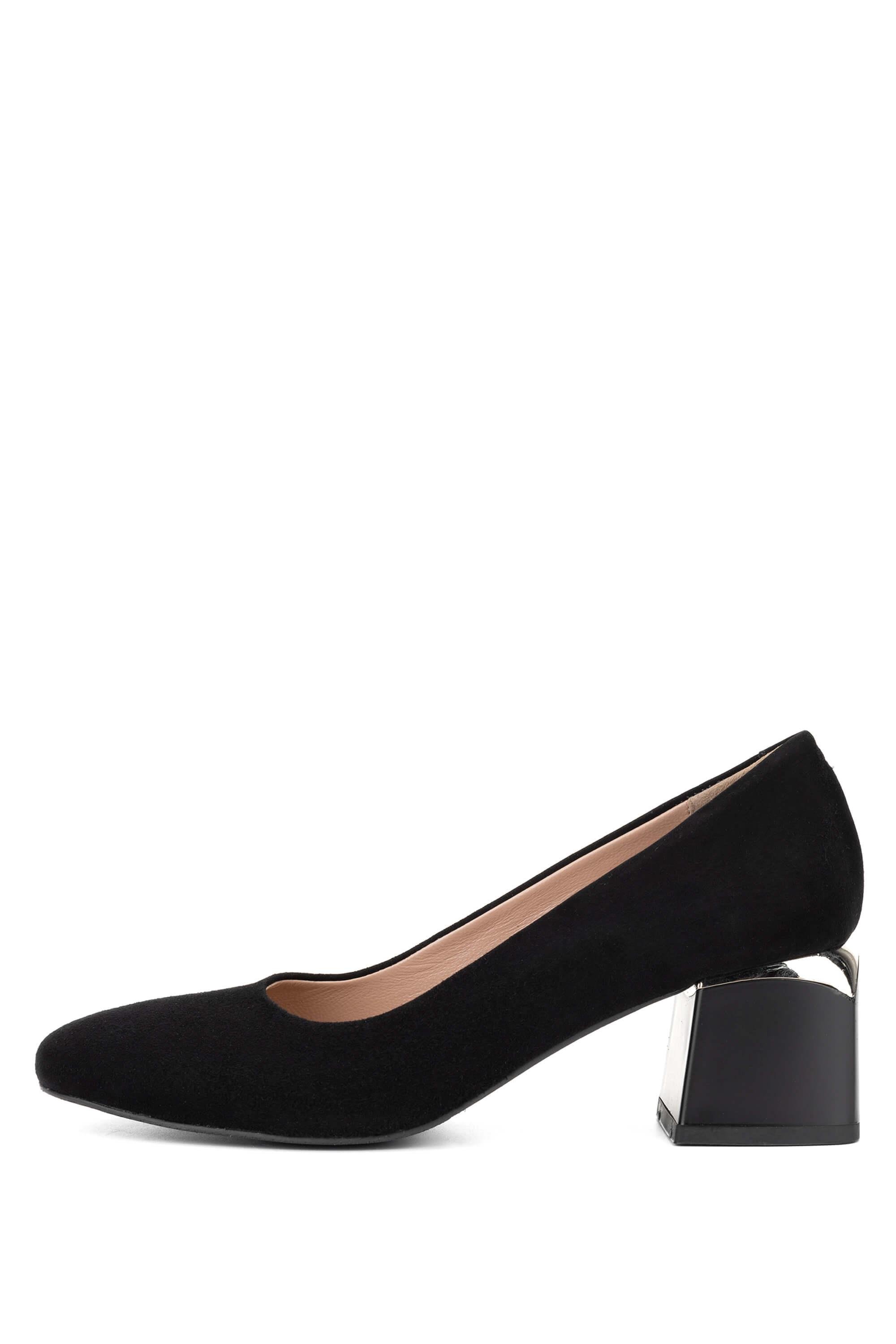 Tamer Tanca Kadın Hakiki Deri Siyah Süet Topuklu Ayakkabı