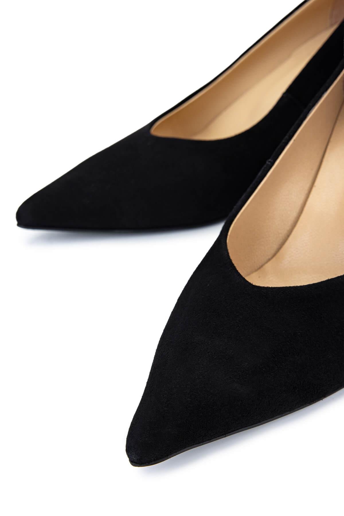 Tamer Tanca Kadın Hakiki Deri Siyah Süet Topuklu Ayakkabı