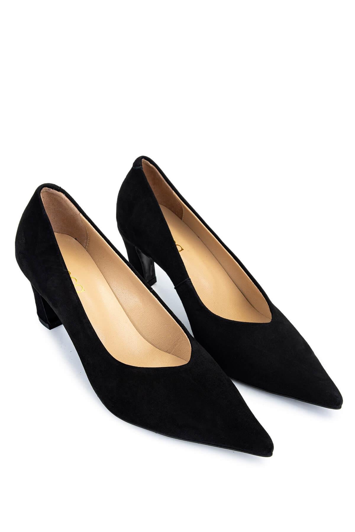 Tamer Tanca Kadın Hakiki Deri Siyah Süet Topuklu Ayakkabı