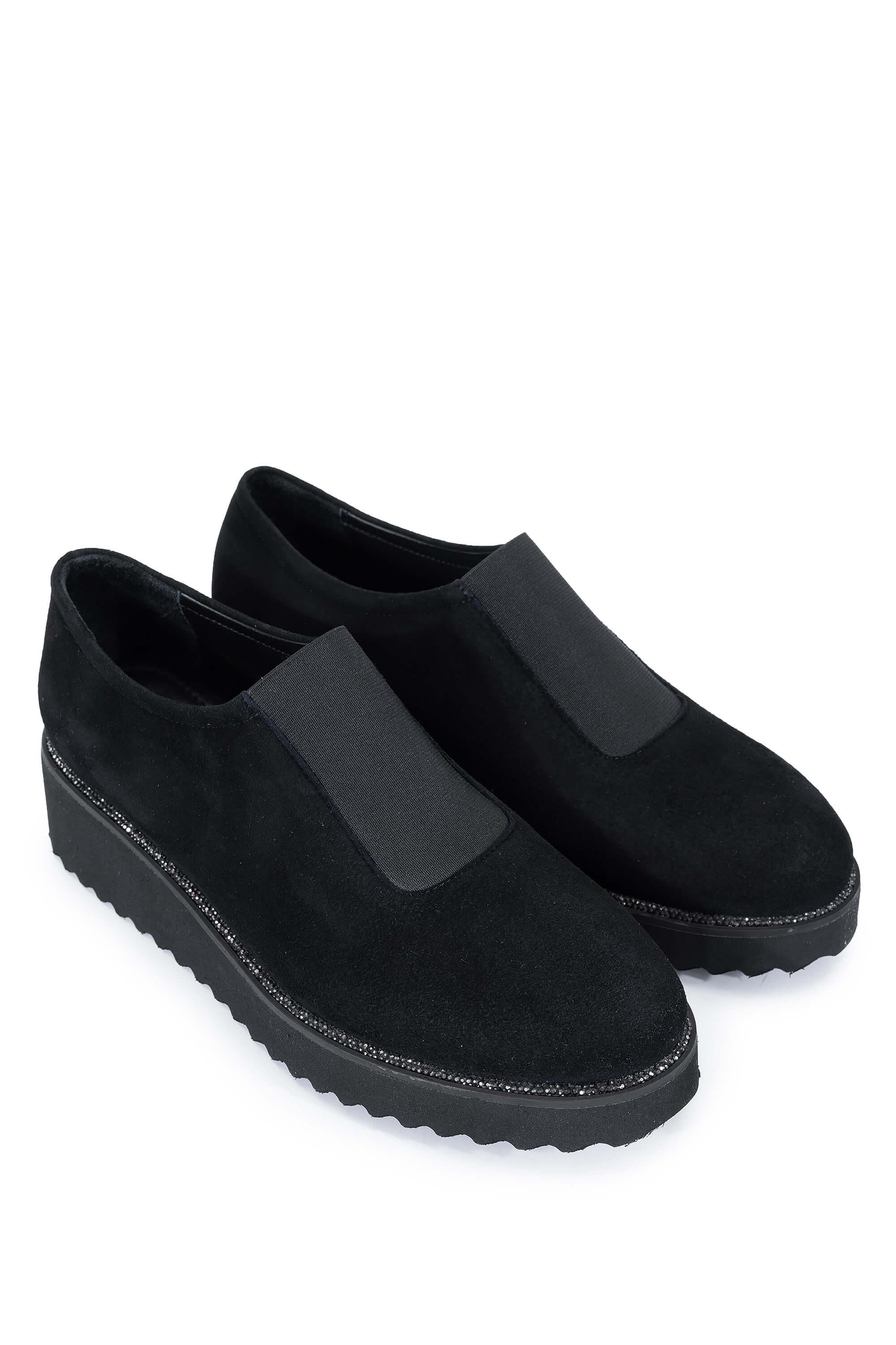 Tamer Tanca Kadın Hakiki Deri Siyah Süet Casual Ayakkabı