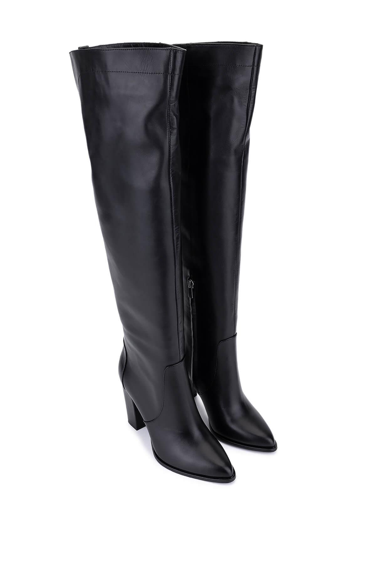 Tamer Tanca Kadın Hakiki Deri Siyah Topuklu Çizme
