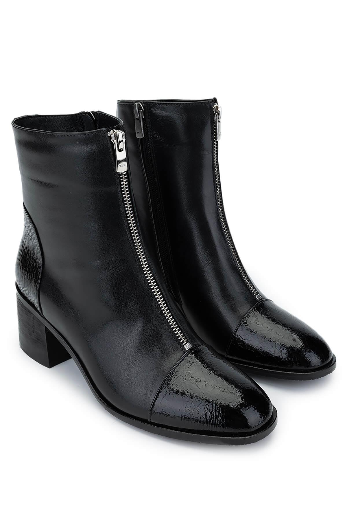 Tamer Tanca Kadın Hakiki Deri Siyah Topuklu Bot